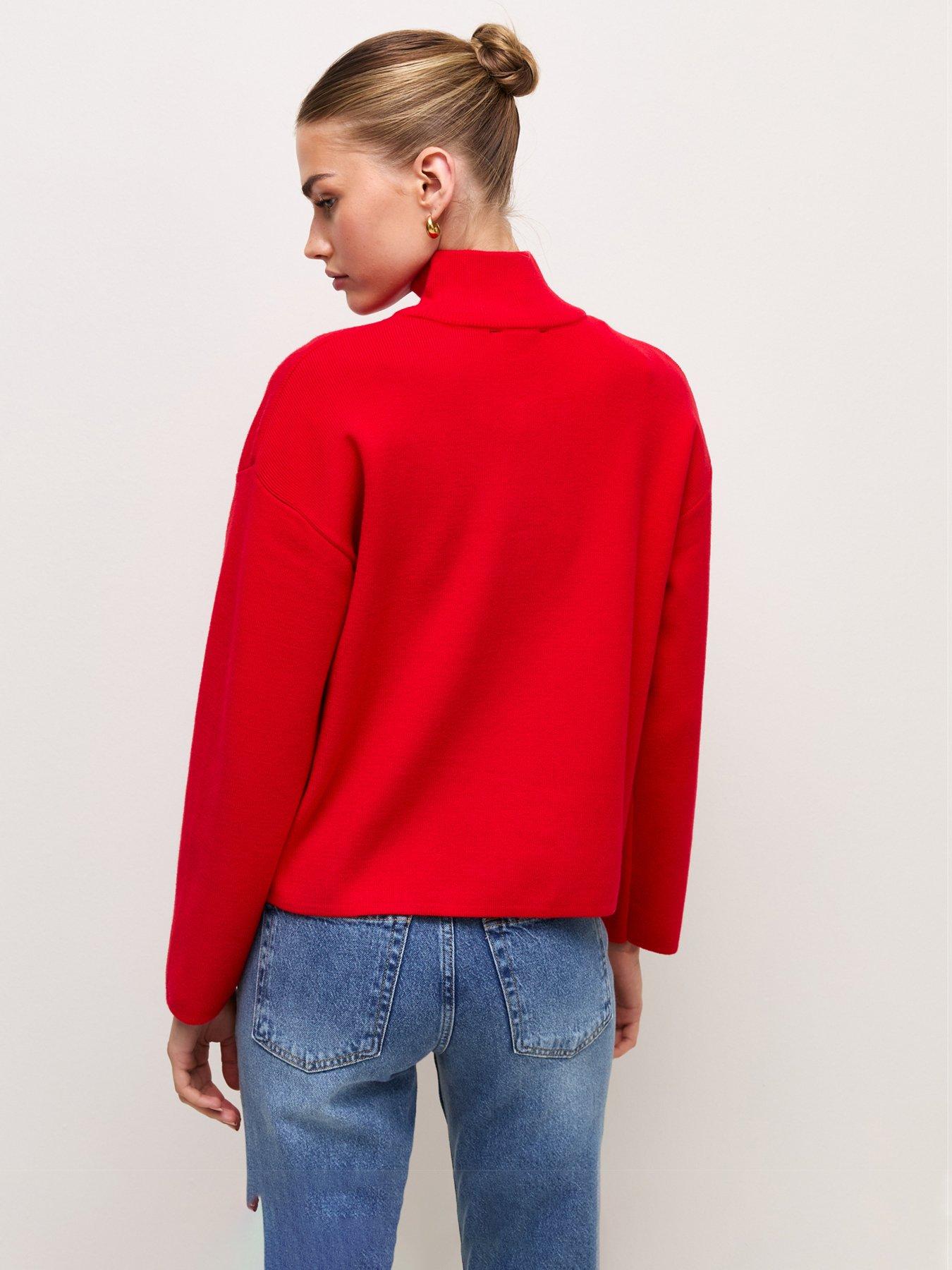 Image 2 of 5 of New Look Womens Half Zip Funnel Neck Compact Jumper - Red