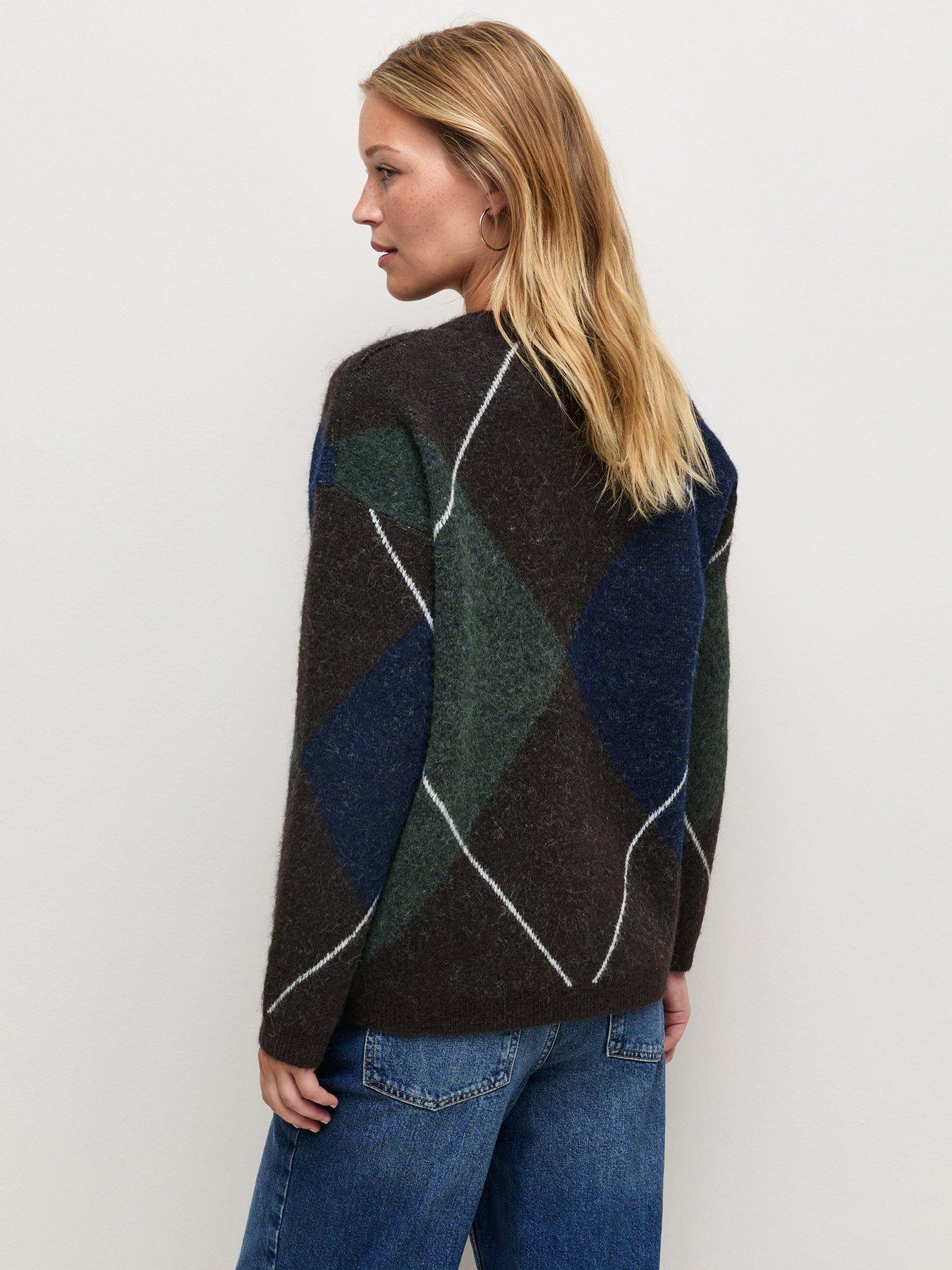 Image 2 of 5 of New Look Womens Argyle Crew Neck Jumper - Grey