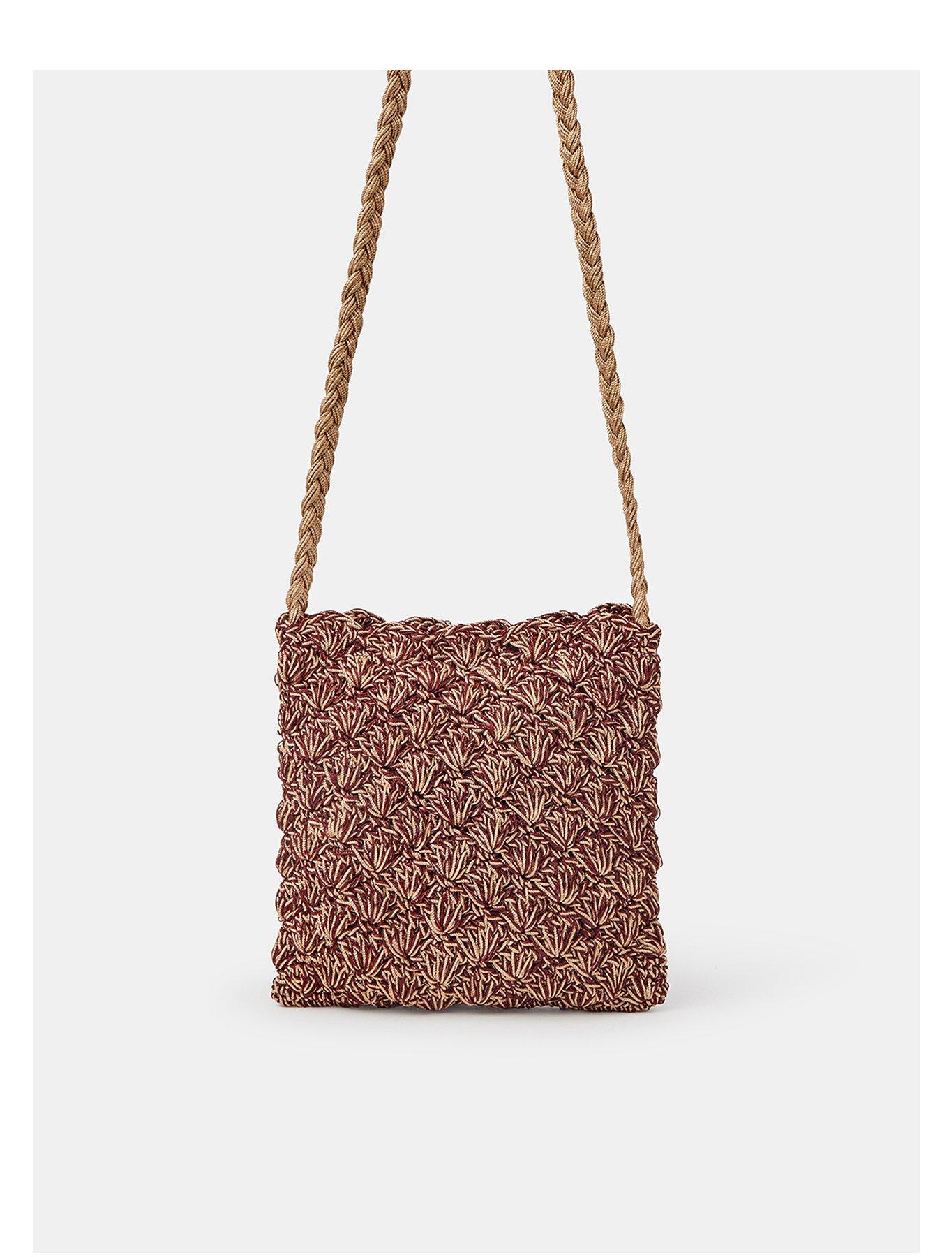 Image 1 of 5 of Accessorize Metallic Macrame Crossbody Bag