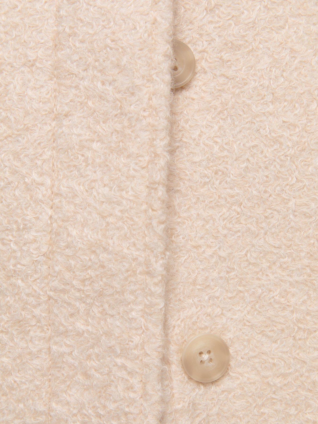 Image 5 of 5 of New Look Felt Raglan Sleeve Funnel Neck Coat - Cream