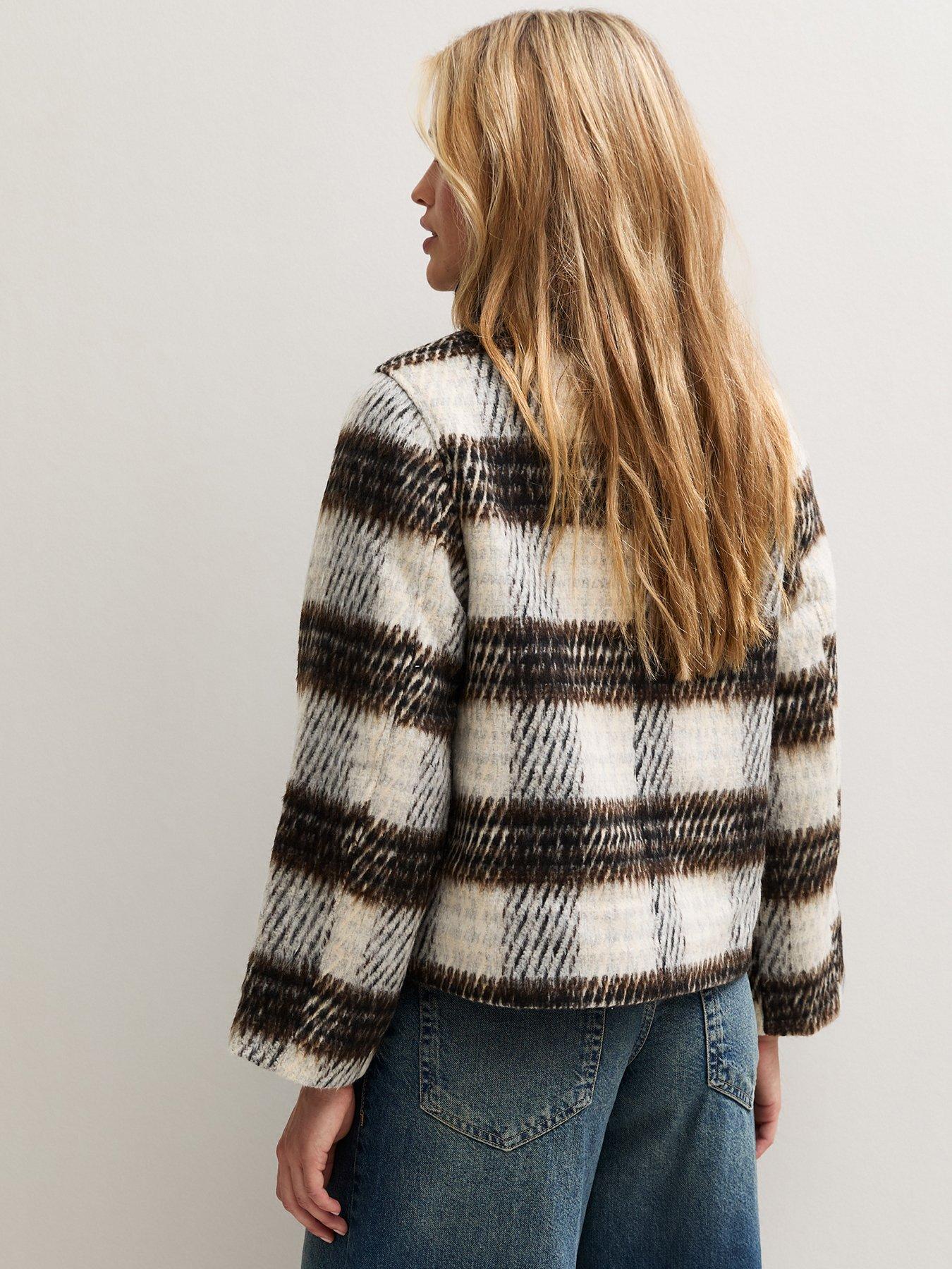 Image 2 of 6 of New Look Womens Brushed Funnel Neck Jacket - Cream