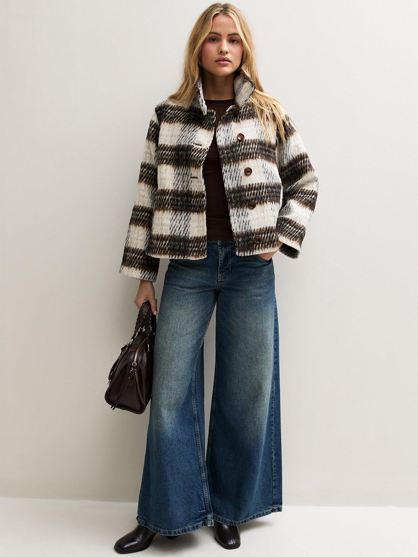 Image 3 of 6 of New Look Womens Brushed Funnel Neck Jacket - Cream