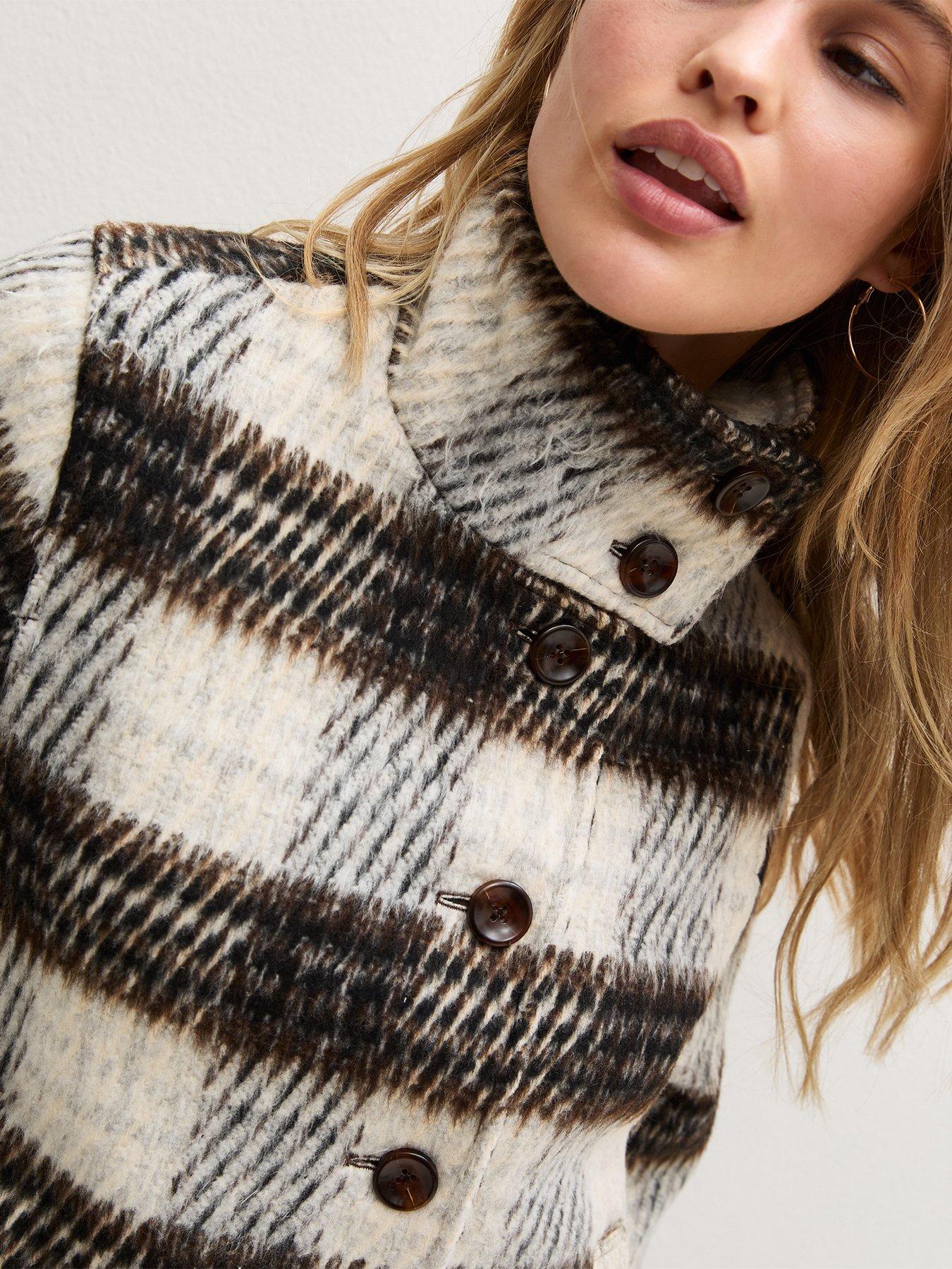 Image 5 of 6 of New Look Womens Brushed Funnel Neck Jacket - Cream