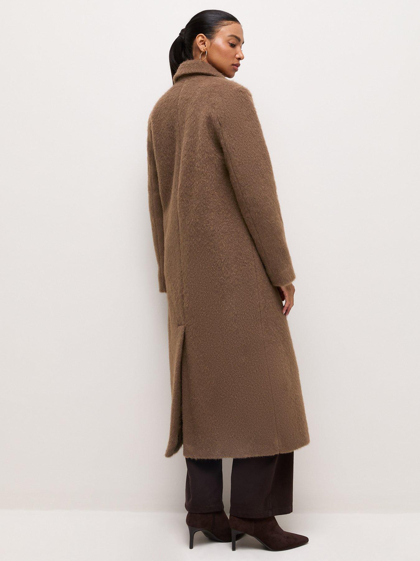 Image 2 of 7 of New Look Mink Brushed Felt Long Coat