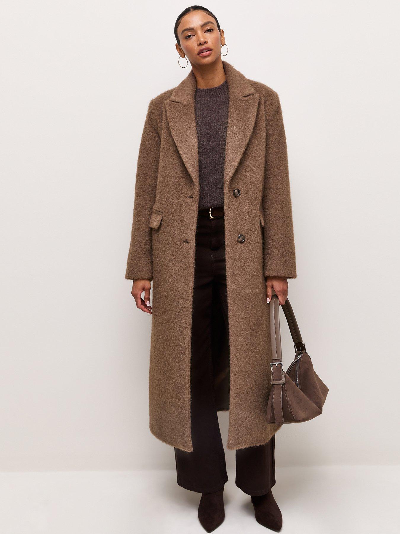Image 3 of 7 of New Look Mink Brushed Felt Long Coat