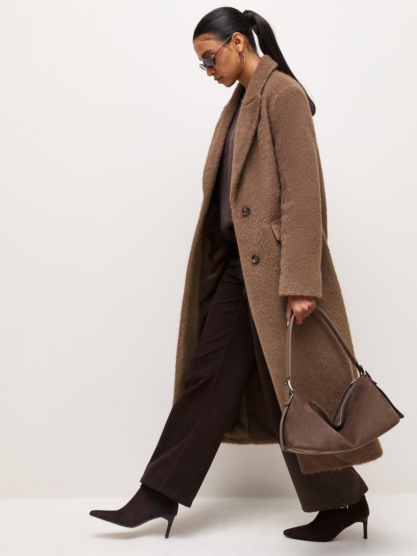 Image 4 of 7 of New Look Mink Brushed Felt Long Coat