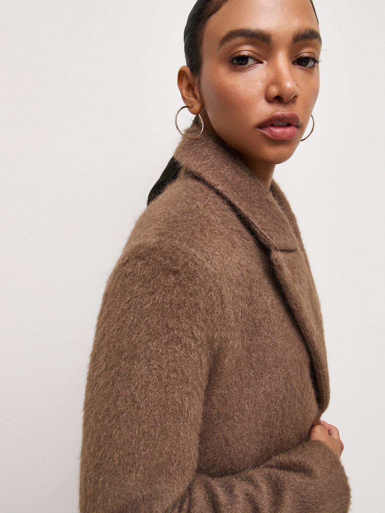 Image 5 of 7 of New Look Mink Brushed Felt Long Coat