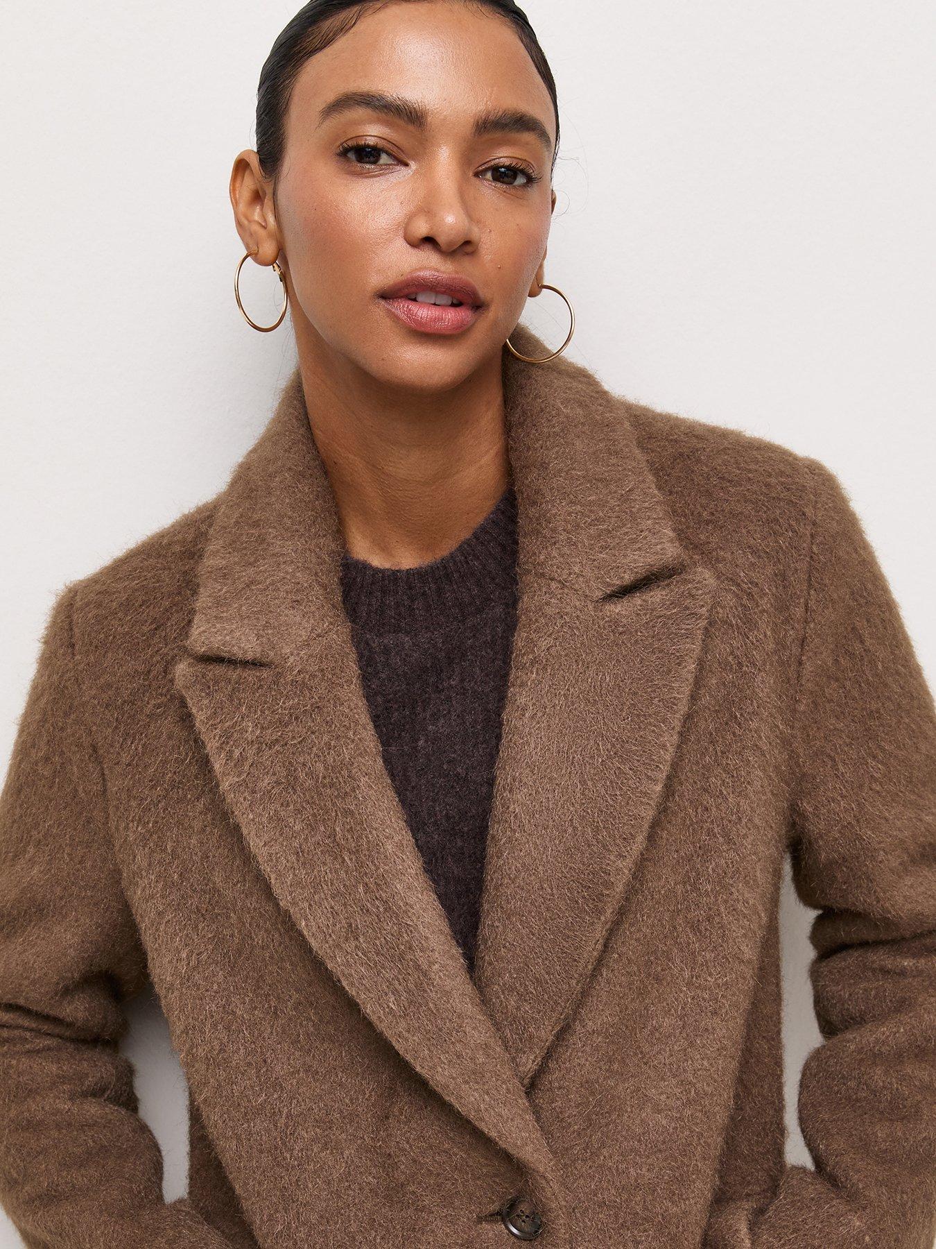 Image 6 of 7 of New Look Mink Brushed Felt Long Coat