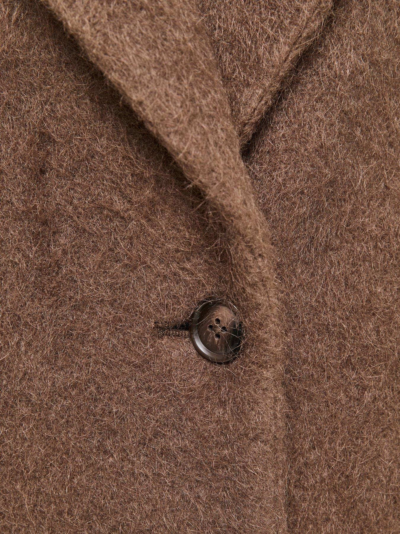 Image 7 of 7 of New Look Mink Brushed Felt Long Coat