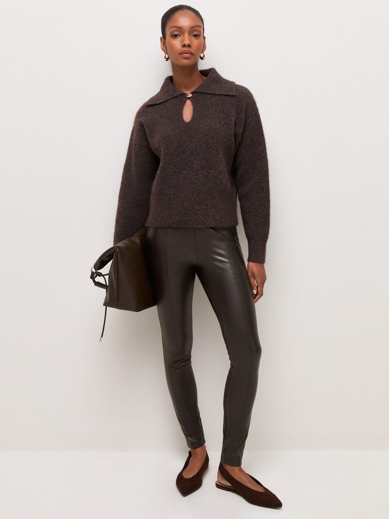 New Look High Waist Faux Leather Leggings - Brown