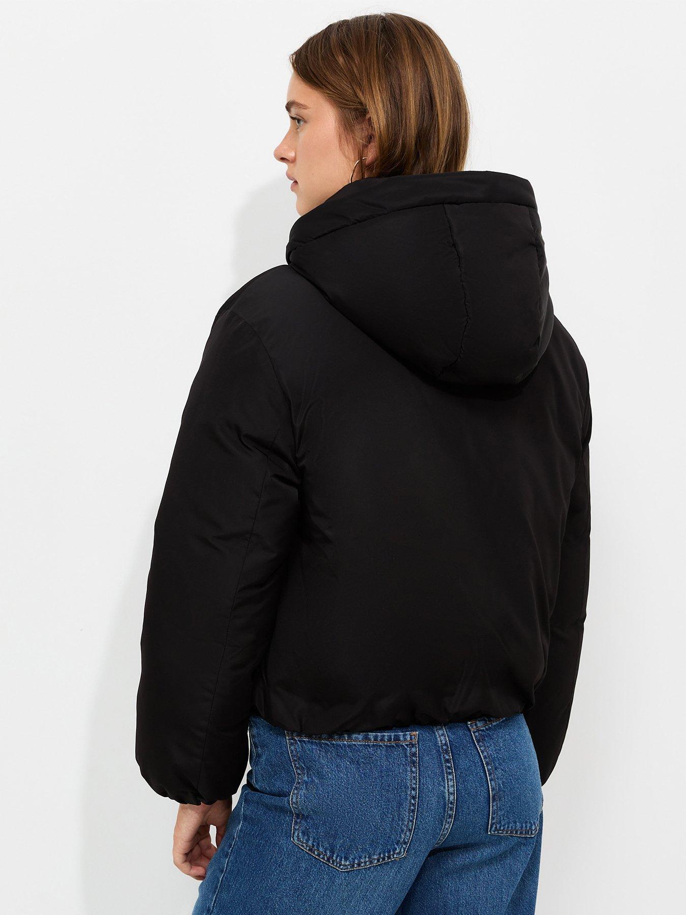 Image 2 of 5 of New Look Womens Hooded High Collar Puffer Jacket - Black