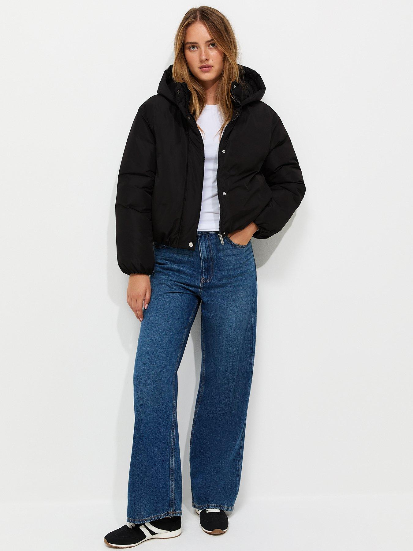 Image 3 of 5 of New Look Womens Hooded High Collar Puffer Jacket - Black