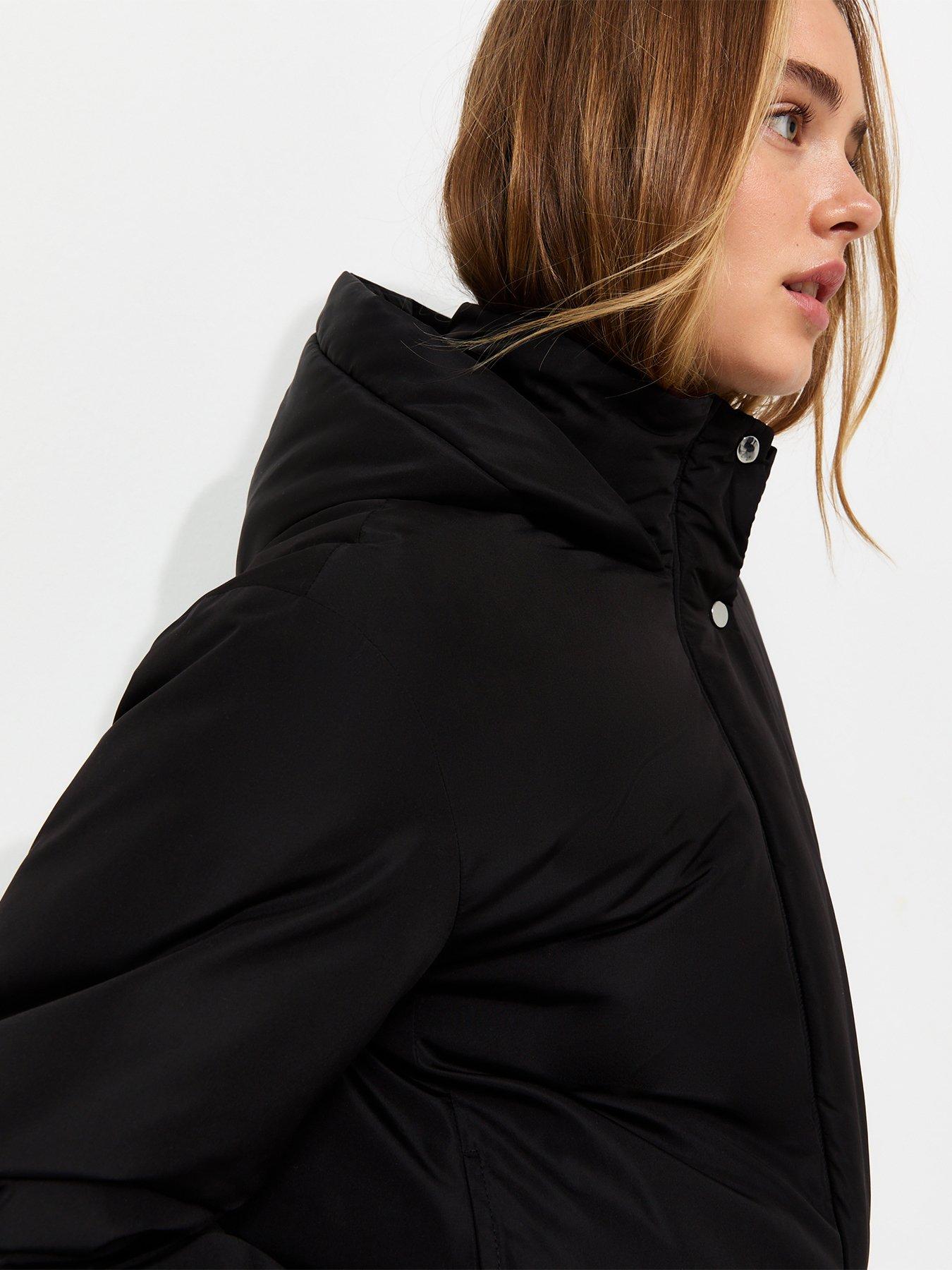 Image 4 of 5 of New Look Womens Hooded High Collar Puffer Jacket - Black