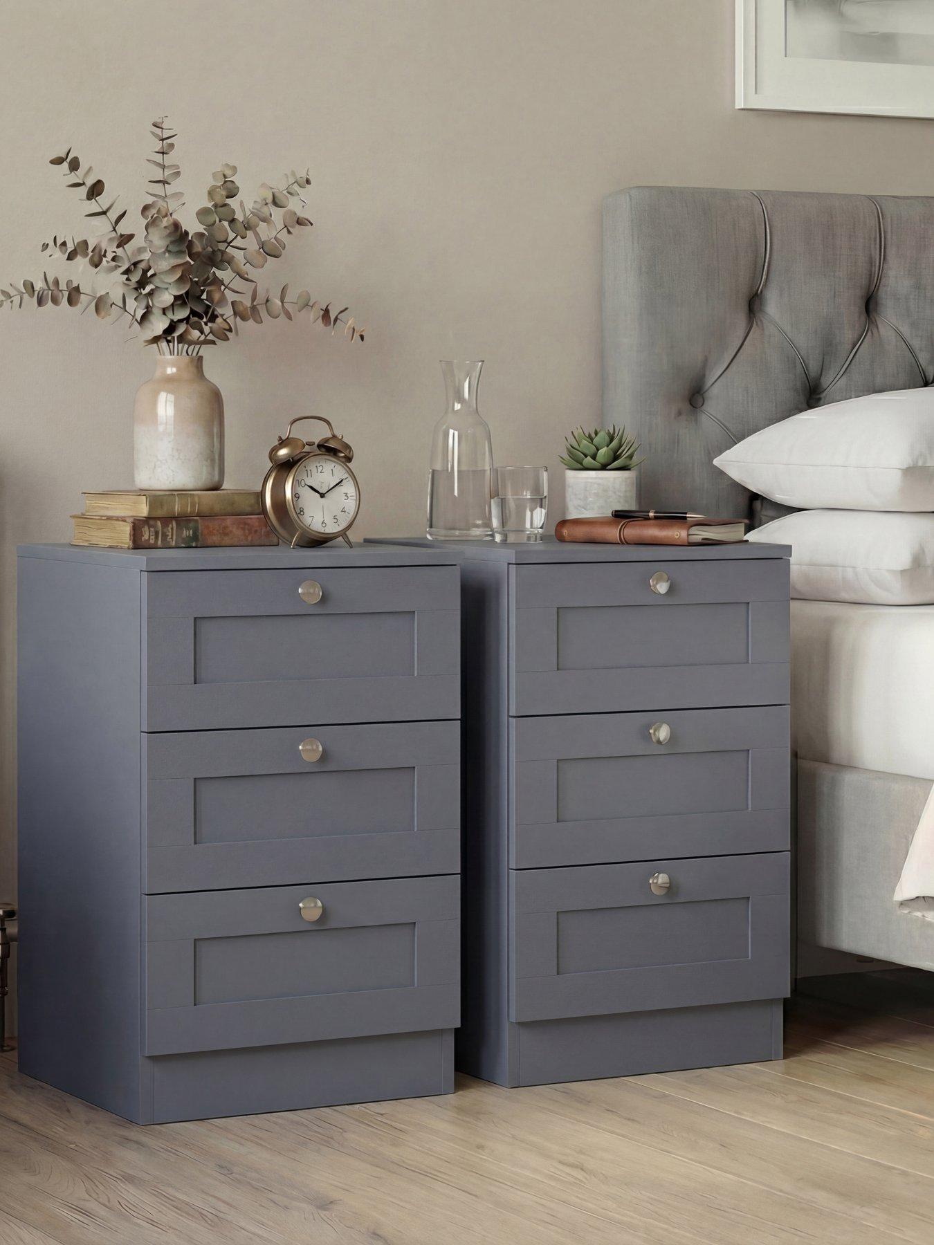 Vida Designs Altino 3 Drawer Bedside Chest - Set Of 2