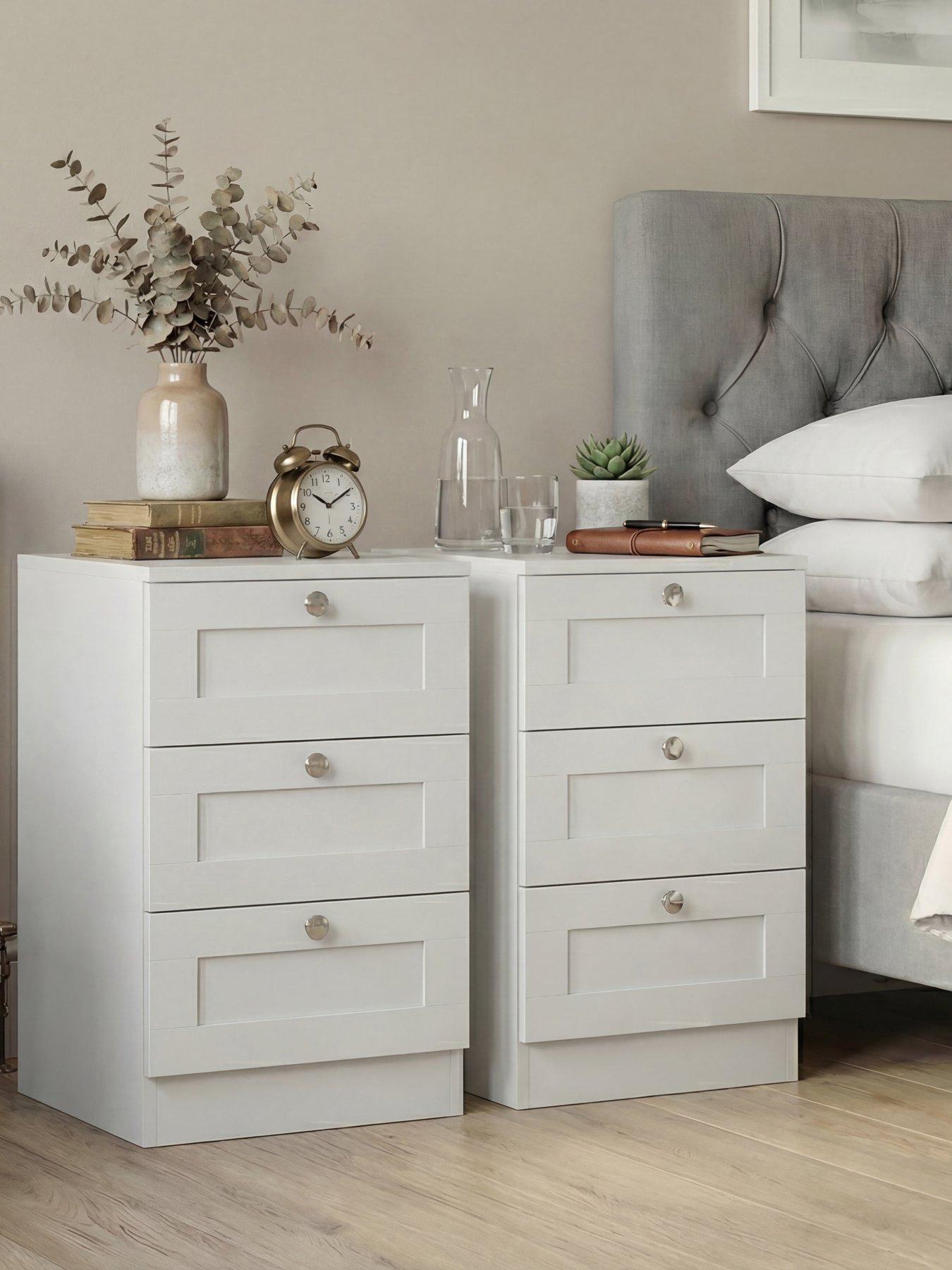 Image 1 of 7 of Vida Designs Altino 3 Drawer Bedside Chest - Set Of 2