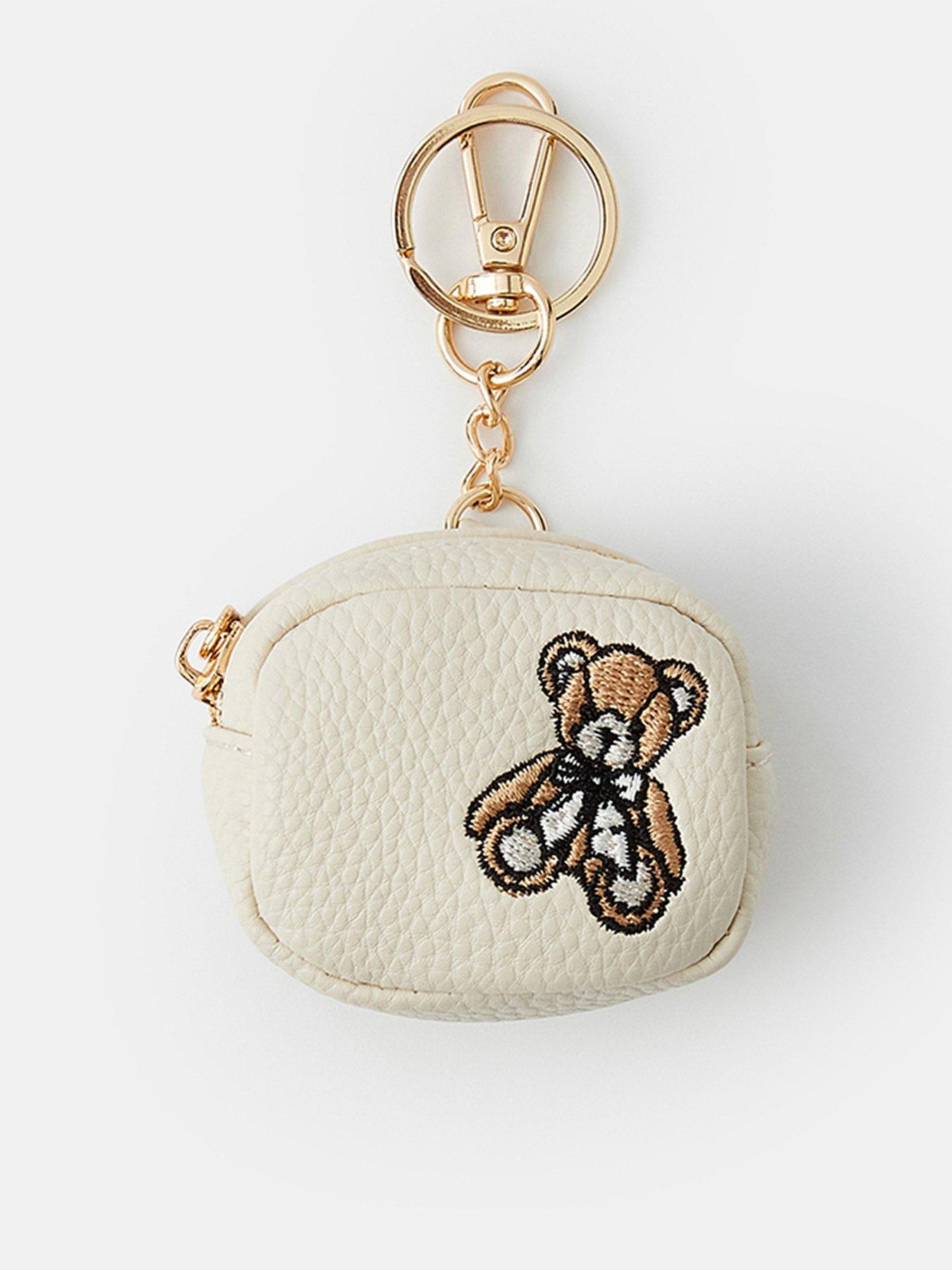 Accessorize Teddy Bear AirPods Case Keyring - Cream
