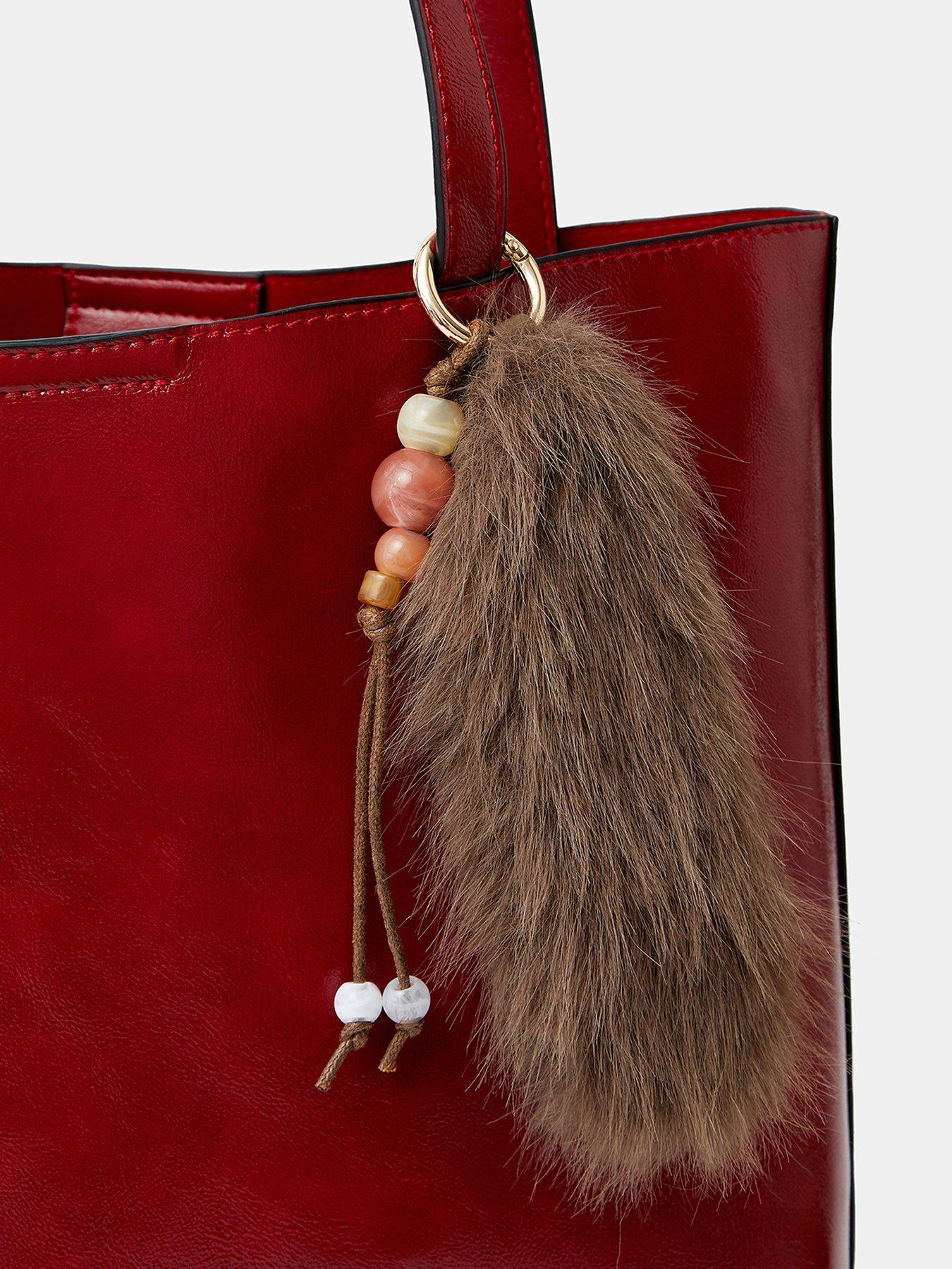 Accessorize Beaded Tail Bag Charm - Brown