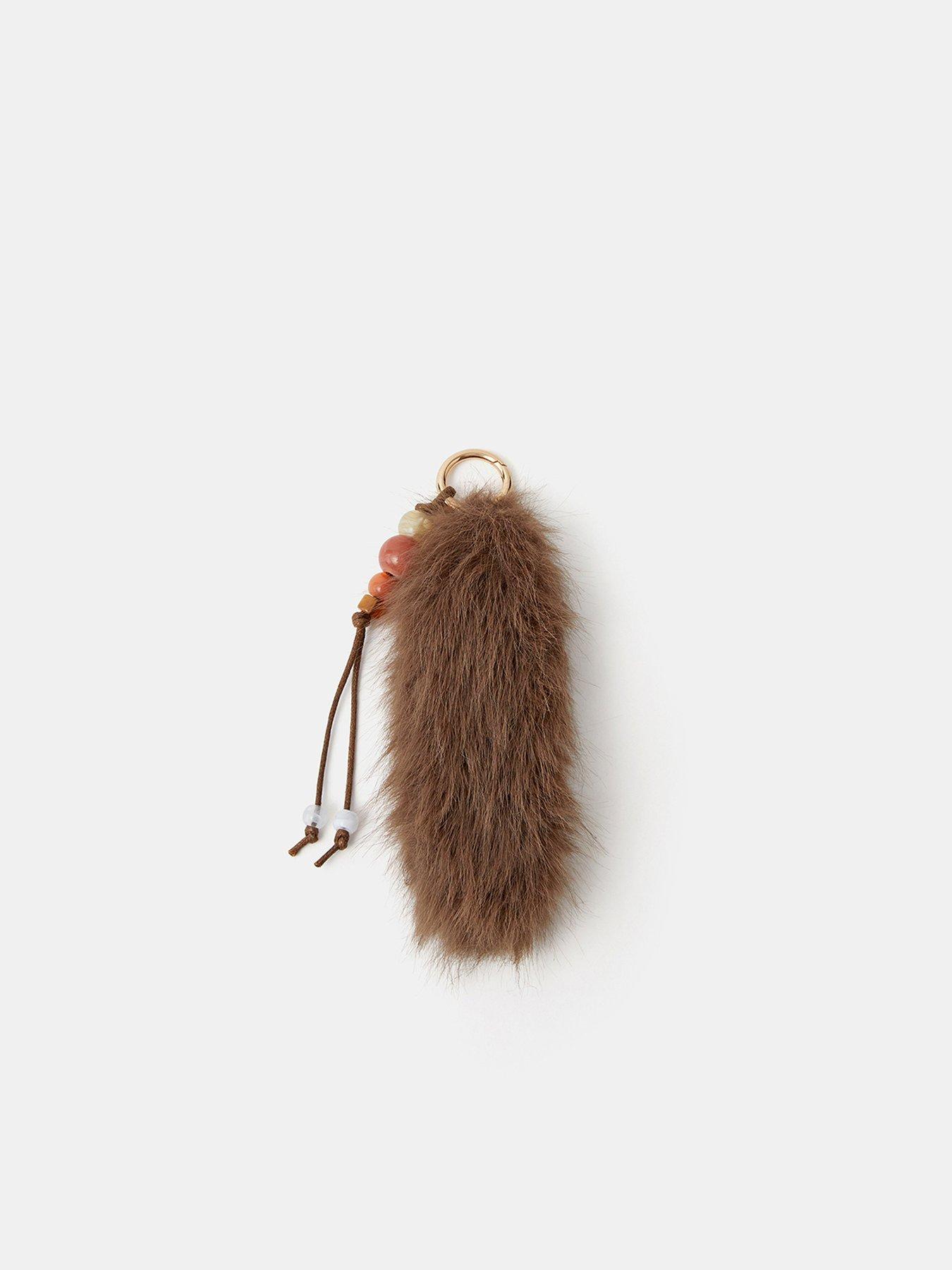 Image 2 of 3 of Accessorize Beaded Tail Bag Charm - Brown