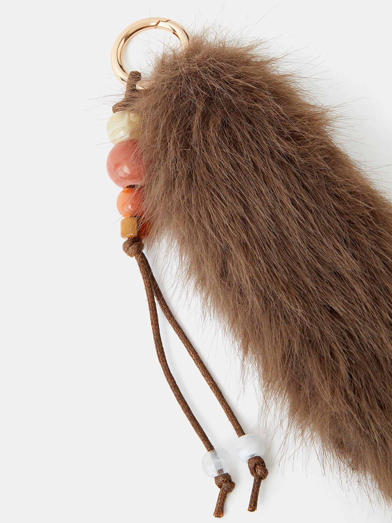 Image 3 of 3 of Accessorize Beaded Tail Bag Charm - Brown