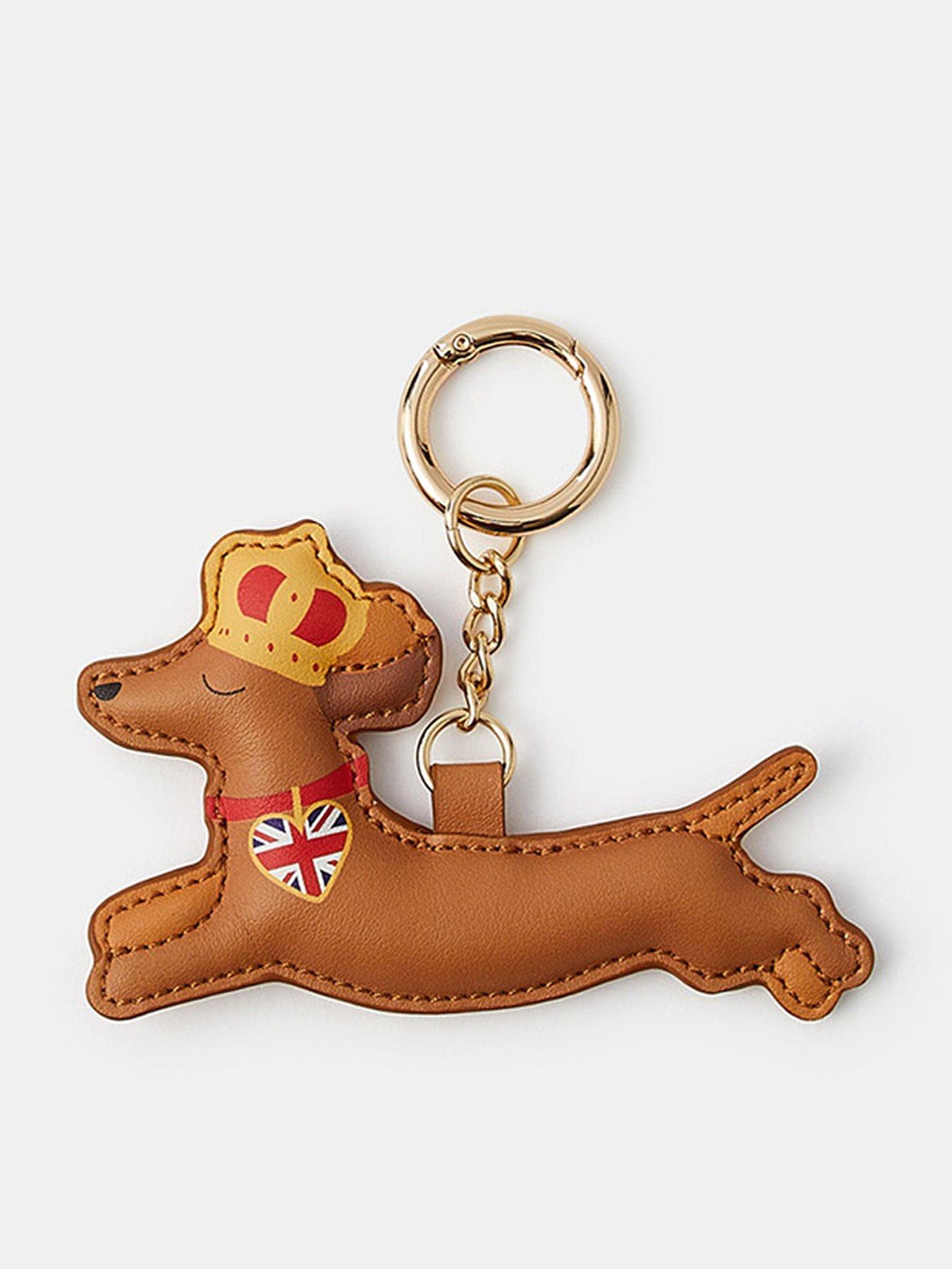 Accessorize London Sausage Dog Bag Charm - Brown