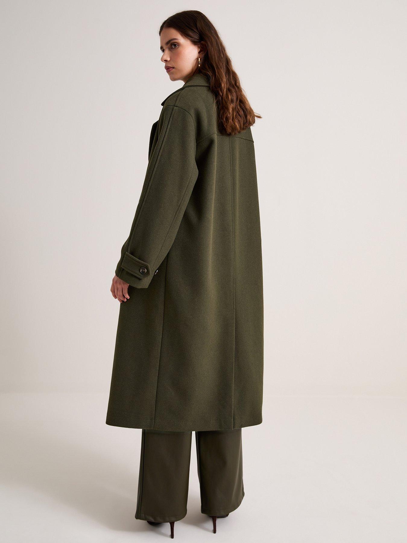 Image 2 of 6 of New Look Women's Double Breasted Longline Coat - Green