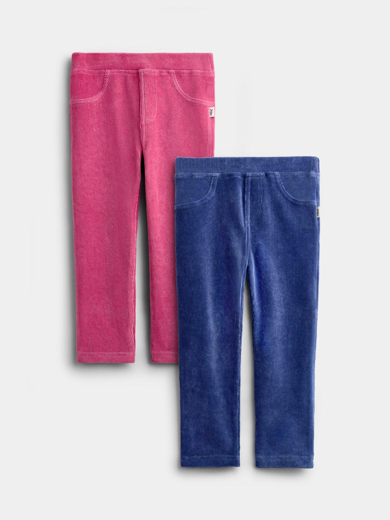 Image 1 of 5 of JoJo Maman Bebe Girls 2 Pack Jersey Cord Pull On Leggings - Multi
