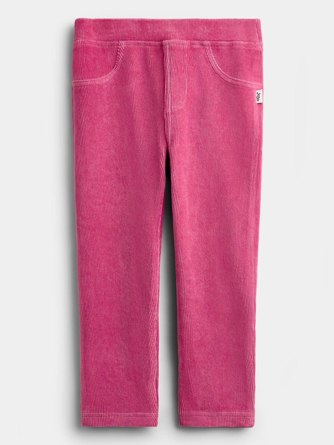 Image 2 of 5 of JoJo Maman Bebe Girls 2 Pack Jersey Cord Pull On Leggings - Multi