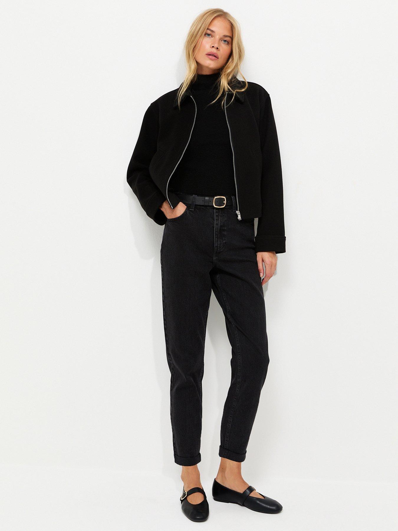 Image 1 of 6 of New Look Black High Waisted Tori Mom Jeans