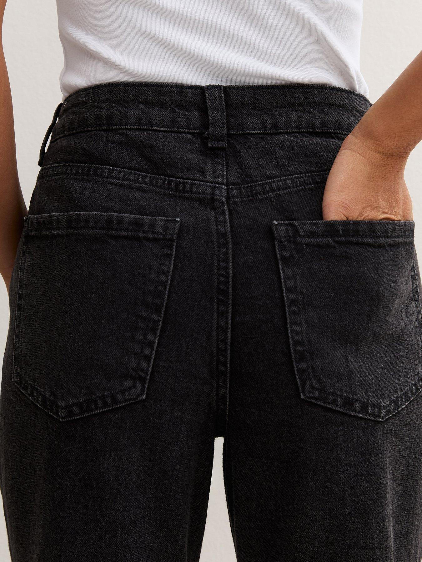 Image 6 of 6 of New Look Womens Petite Hannah High Rise Straight Leg Jeans - Black