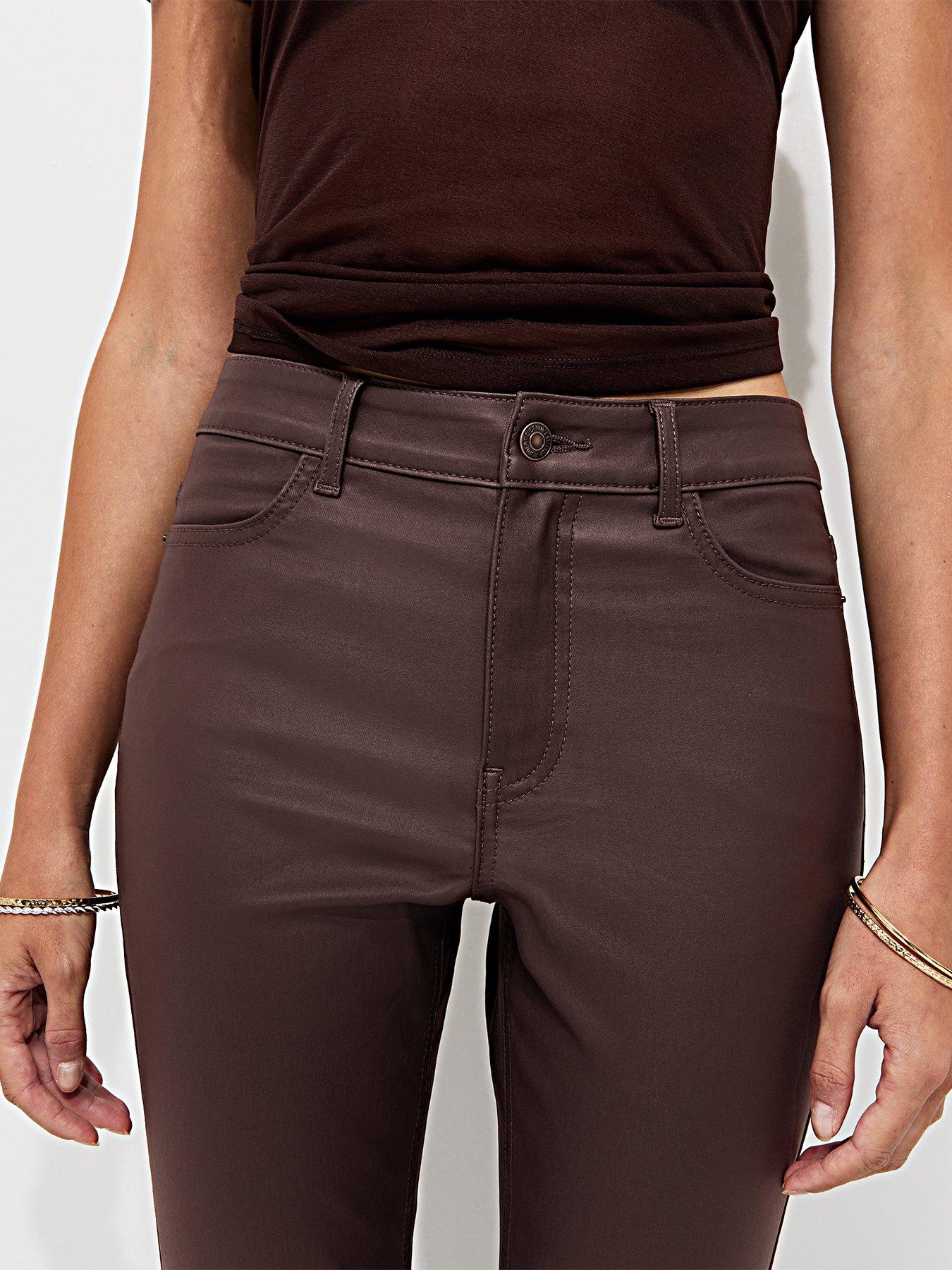 Image 4 of 5 of New Look Dark Brown Coated Bootcut Jeans