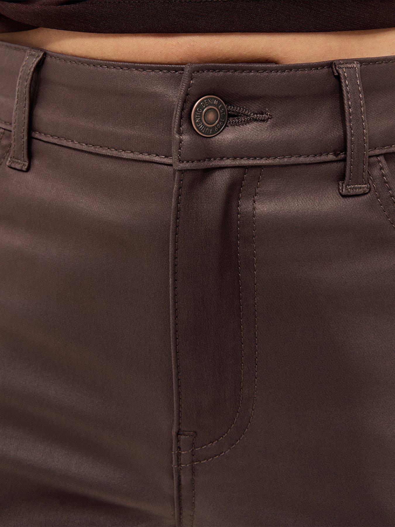 Image 5 of 5 of New Look Dark Brown Coated Bootcut Jeans
