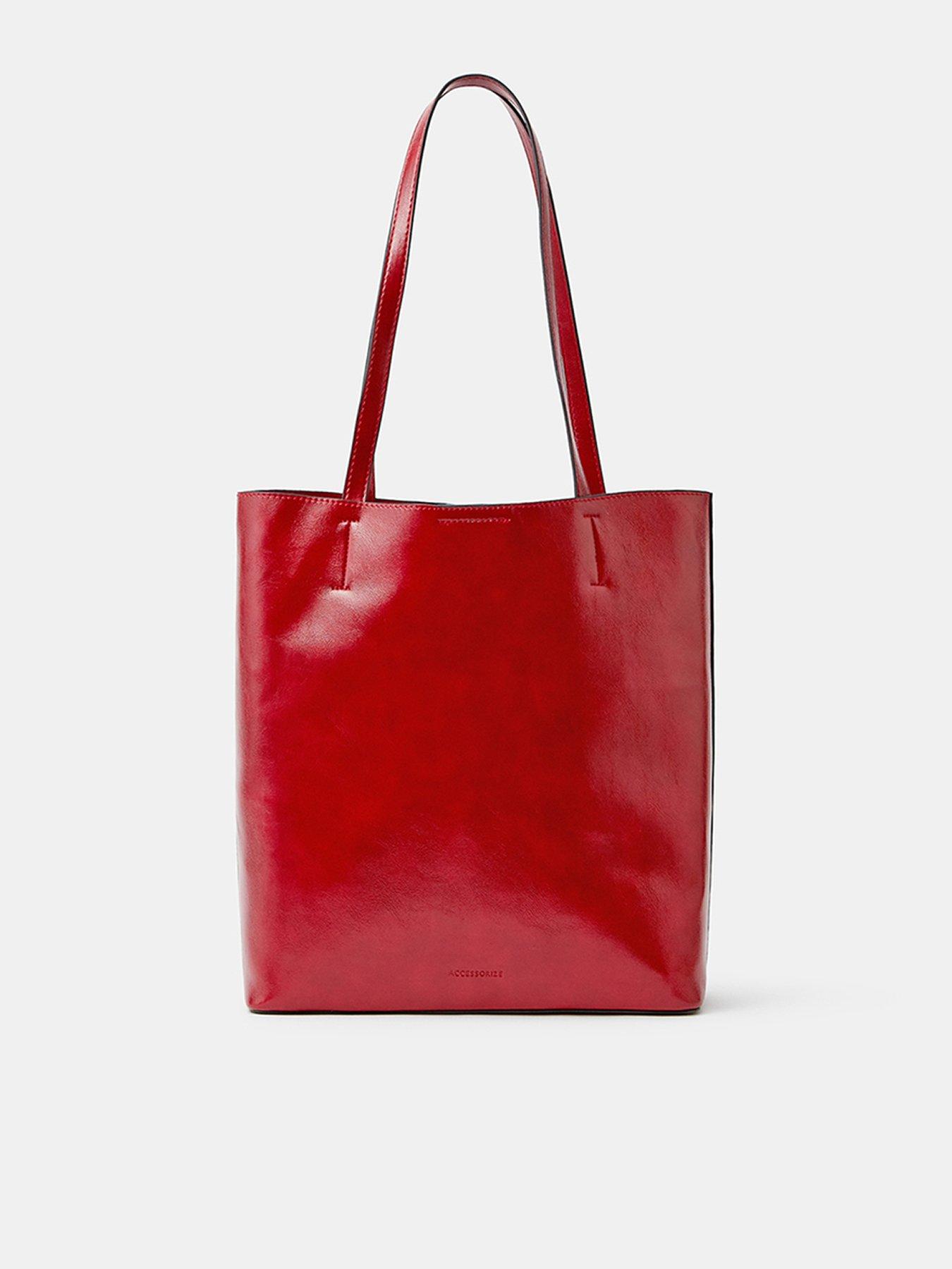 Accessorize Faux Leather Tote Bag - Red