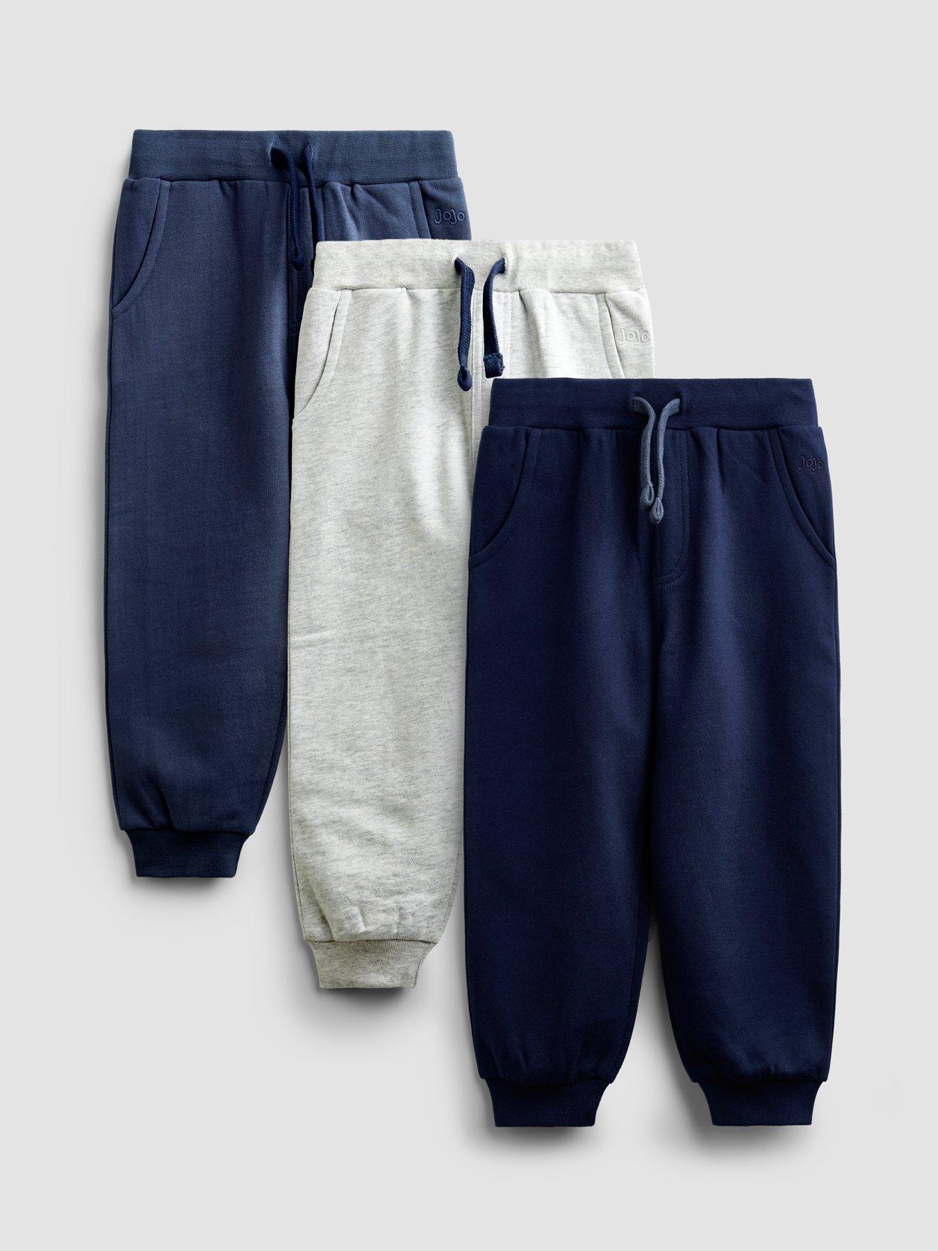 Image 1 of 7 of JoJo Maman Bebe Toddler Boys 3 Pack Cotton Cuffed Jogging Bottoms - Blue