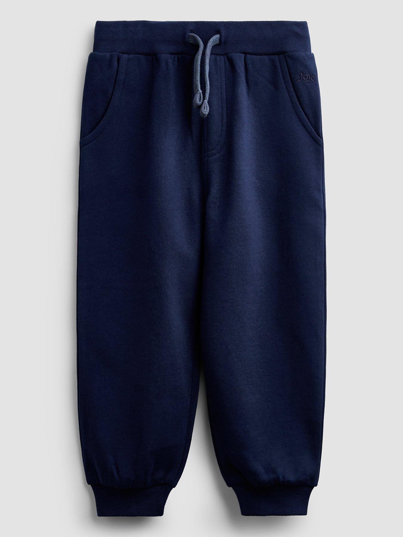 Image 2 of 7 of JoJo Maman Bebe Toddler Boys 3 Pack Cotton Cuffed Jogging Bottoms - Blue