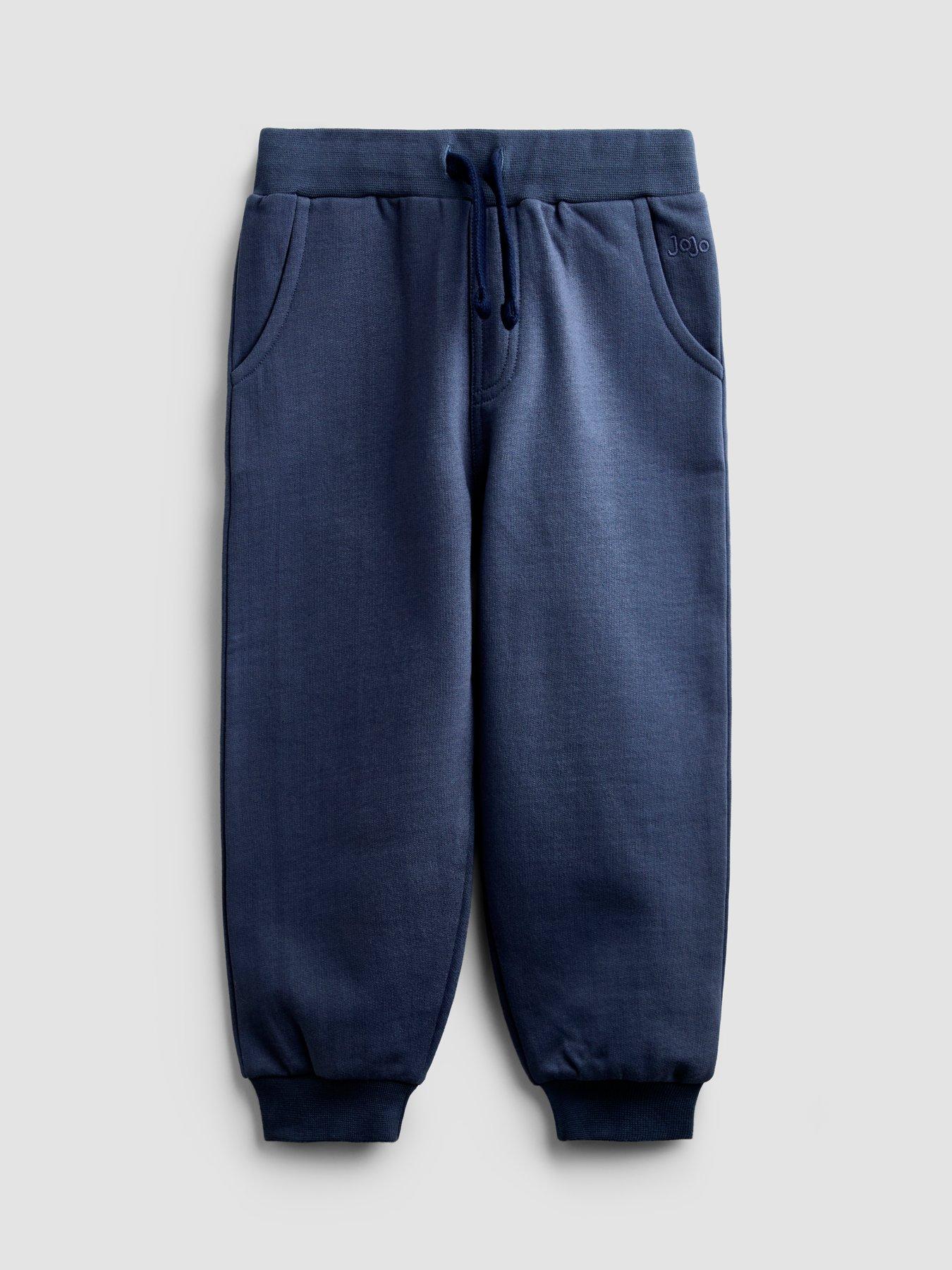 Image 6 of 7 of JoJo Maman Bebe Toddler Boys 3 Pack Cotton Cuffed Jogging Bottoms - Blue