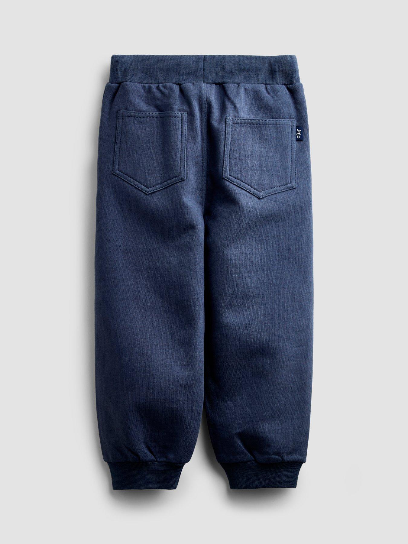 Image 7 of 7 of JoJo Maman Bebe Toddler Boys 3 Pack Cotton Cuffed Jogging Bottoms - Blue