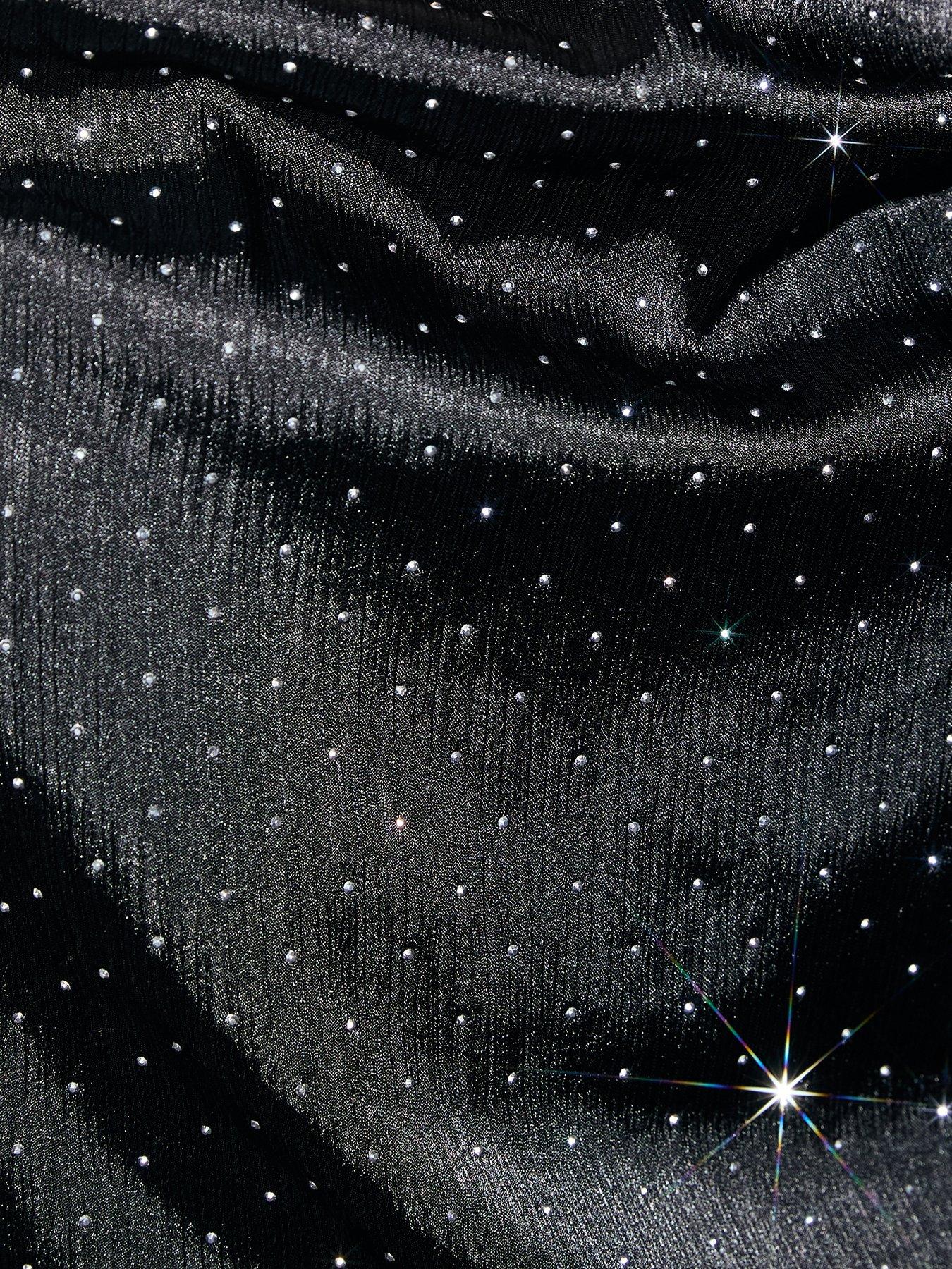 Image 6 of 6 of New Look Womens Cowl Neck Diamante Velvet Cami Top&nbsp;- Black