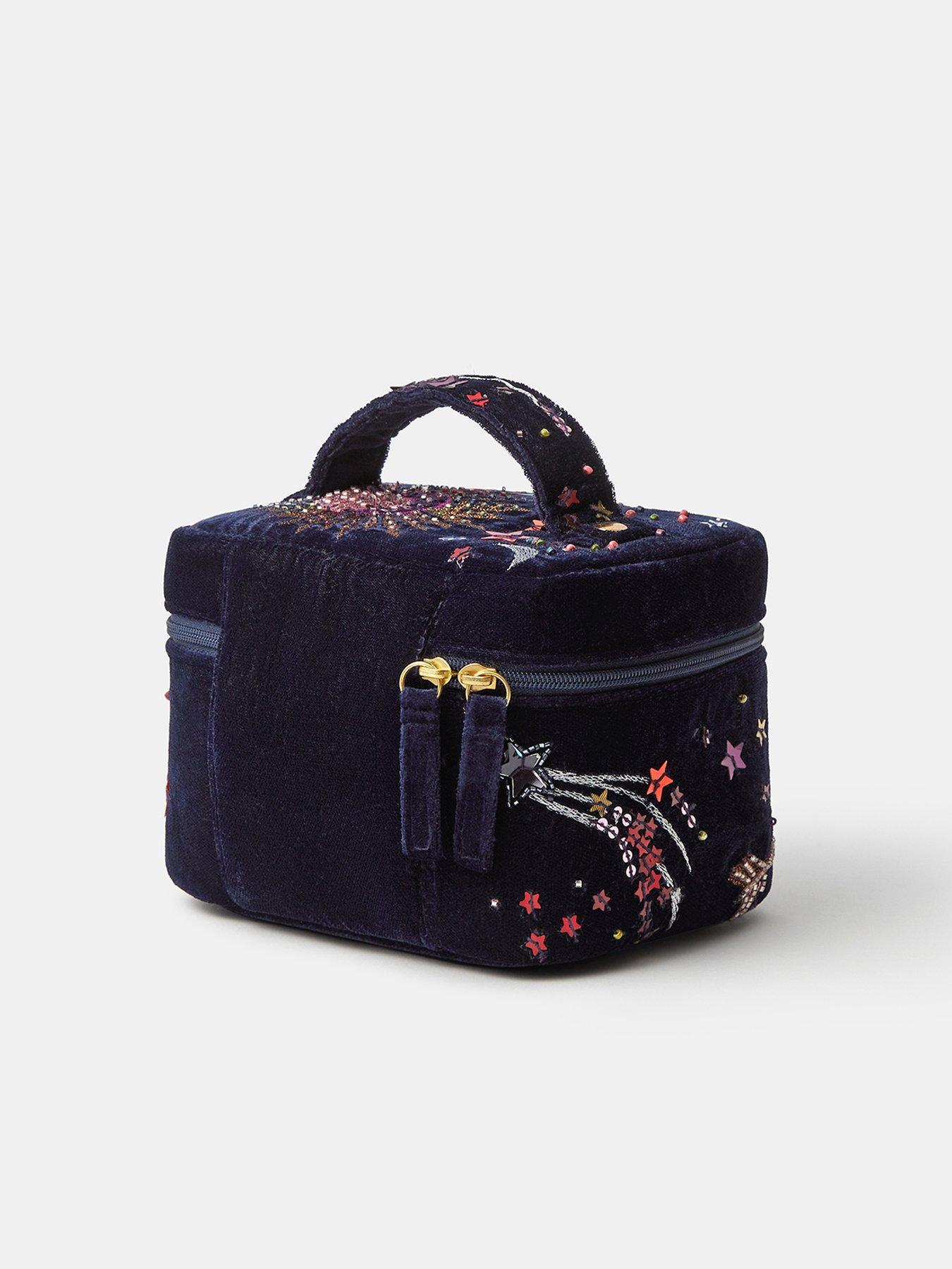 Image 2 of 3 of Accessorize Womens Celestial Embellished Velvet Makeup Bag - Blue
