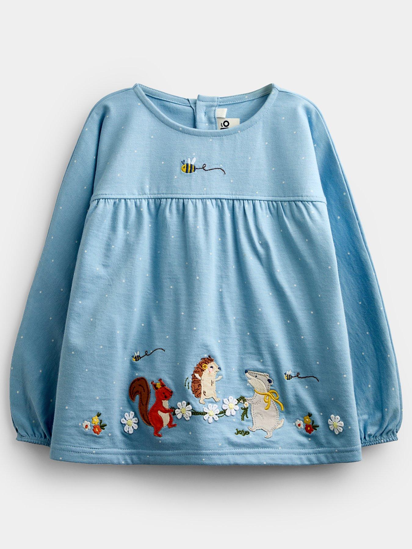 Image 2 of 7 of JoJo Maman Bebe Toddler Girls Woodland Applique Top And Legging Set - Blue