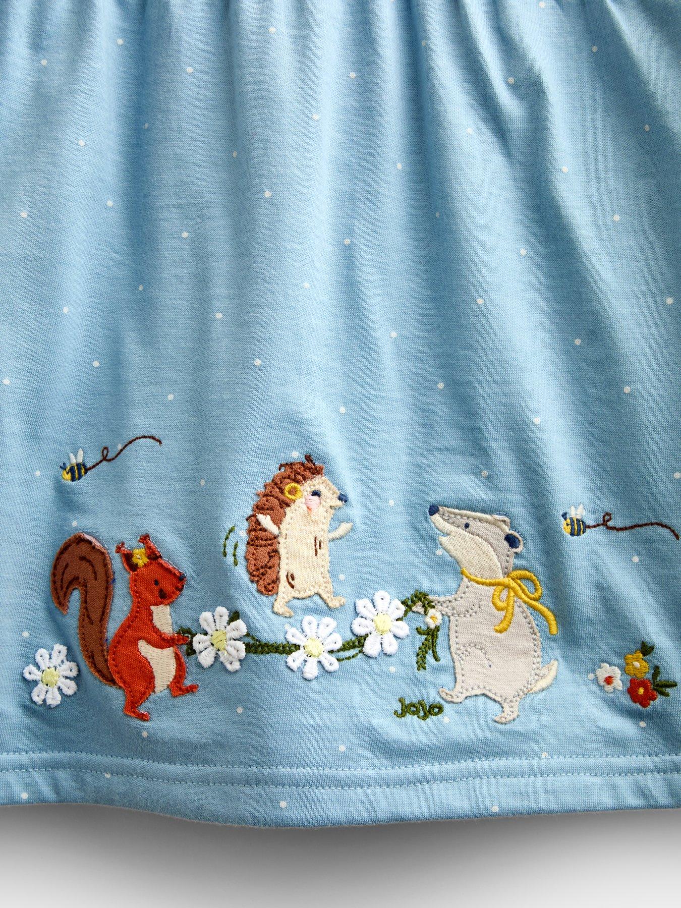 Image 5 of 7 of JoJo Maman Bebe Toddler Girls Woodland Applique Top And Legging Set - Blue