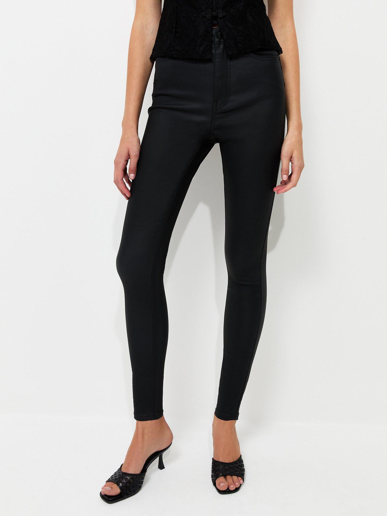 Image 4 of 6 of New Look Womens Jenna Coated Stretch Skinny Jeans - Black