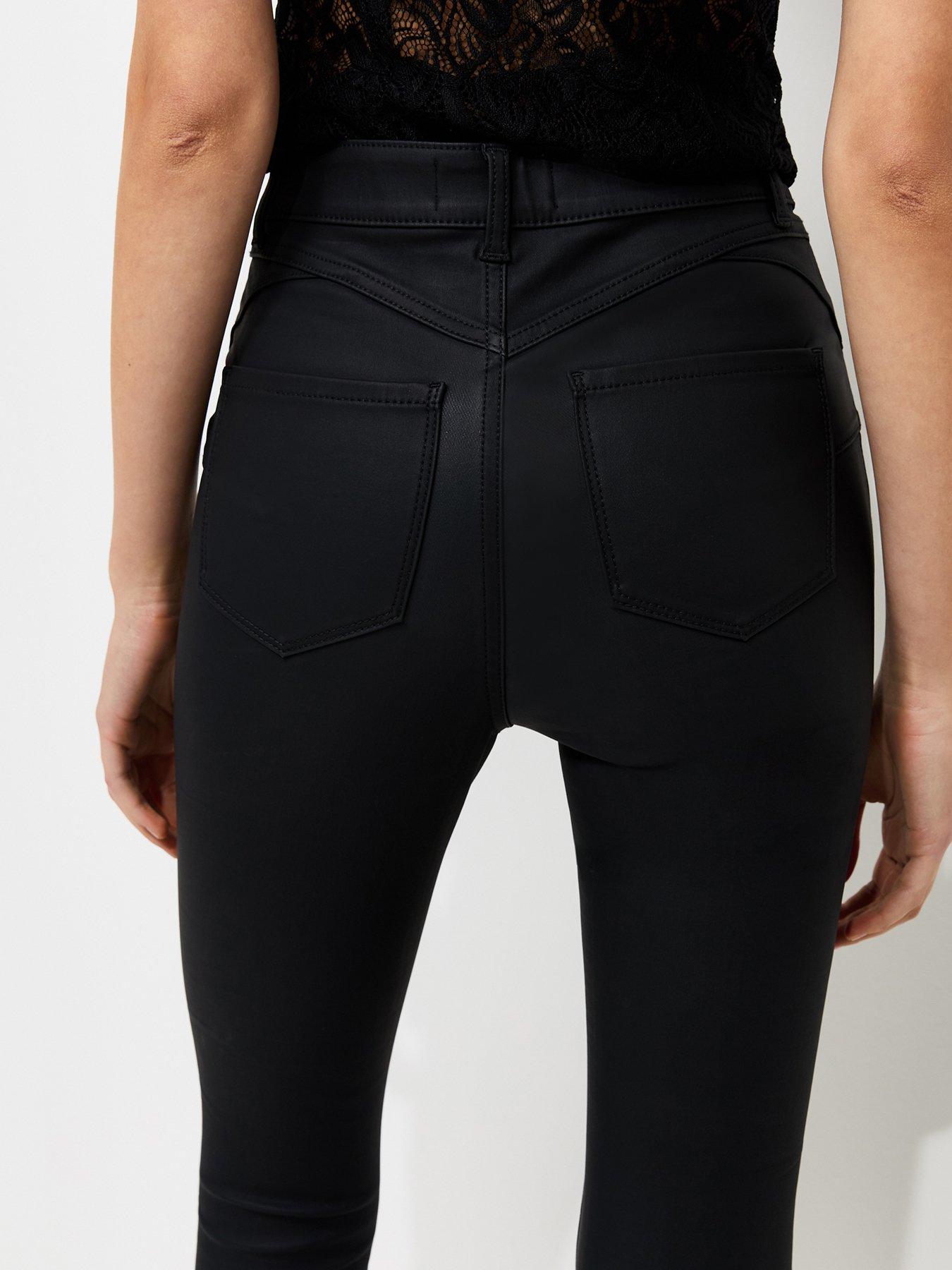 Image 5 of 6 of New Look Womens Jenna Coated Stretch Skinny Jeans - Black