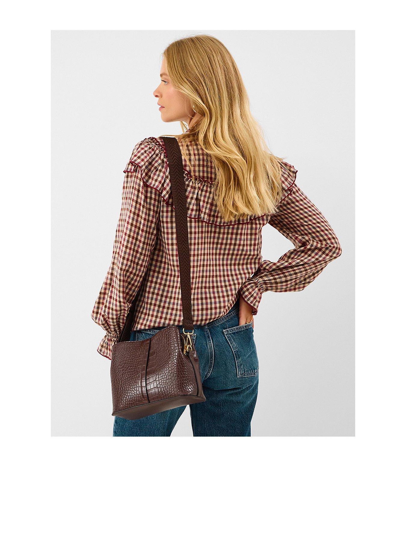 Accessorize Croc-Effect Shoulder Bag - Brown