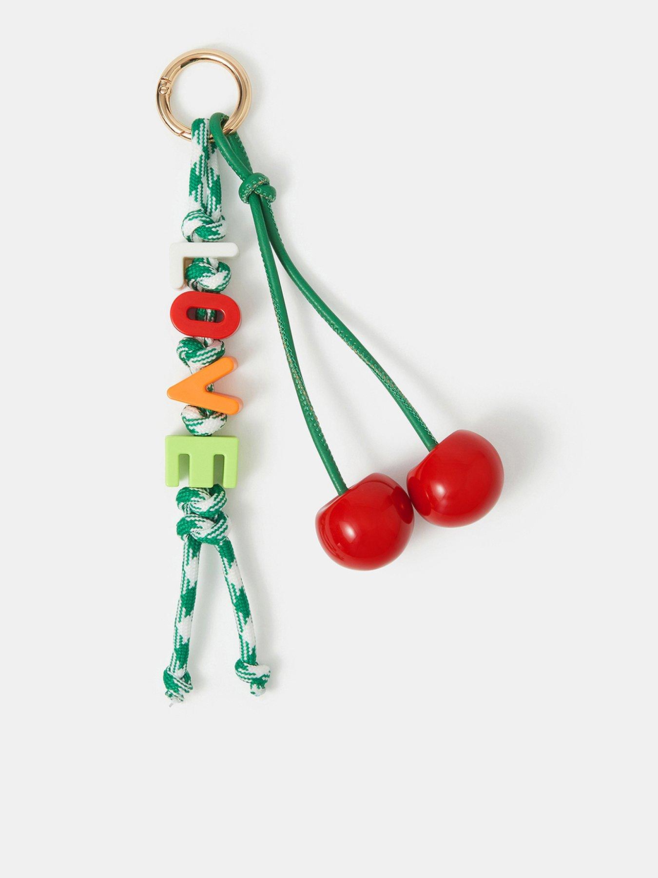 Image 1 of 3 of Accessorize Cherry Bag Charm with LOVE Letter Beads - Green