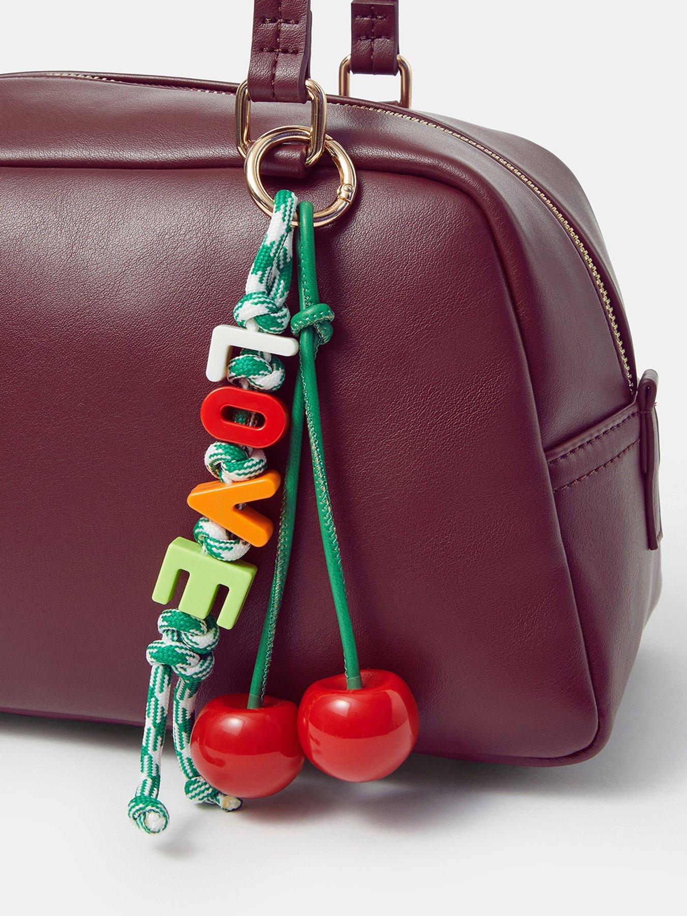 Image 3 of 3 of Accessorize Cherry Bag Charm with LOVE Letter Beads - Green