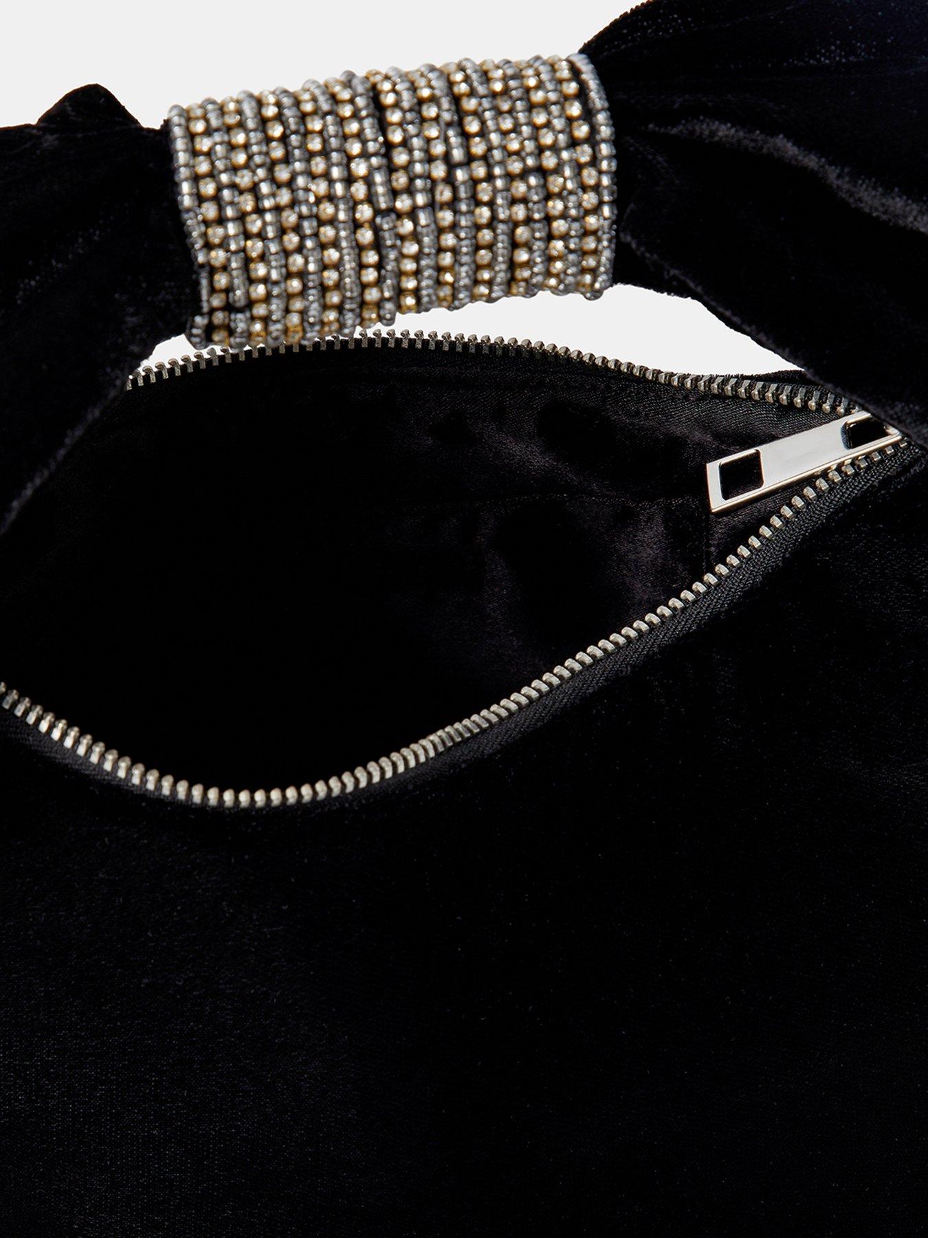 Image 4 of 4 of Accessorize Velvet Bow Handheld Evening Bag - Black