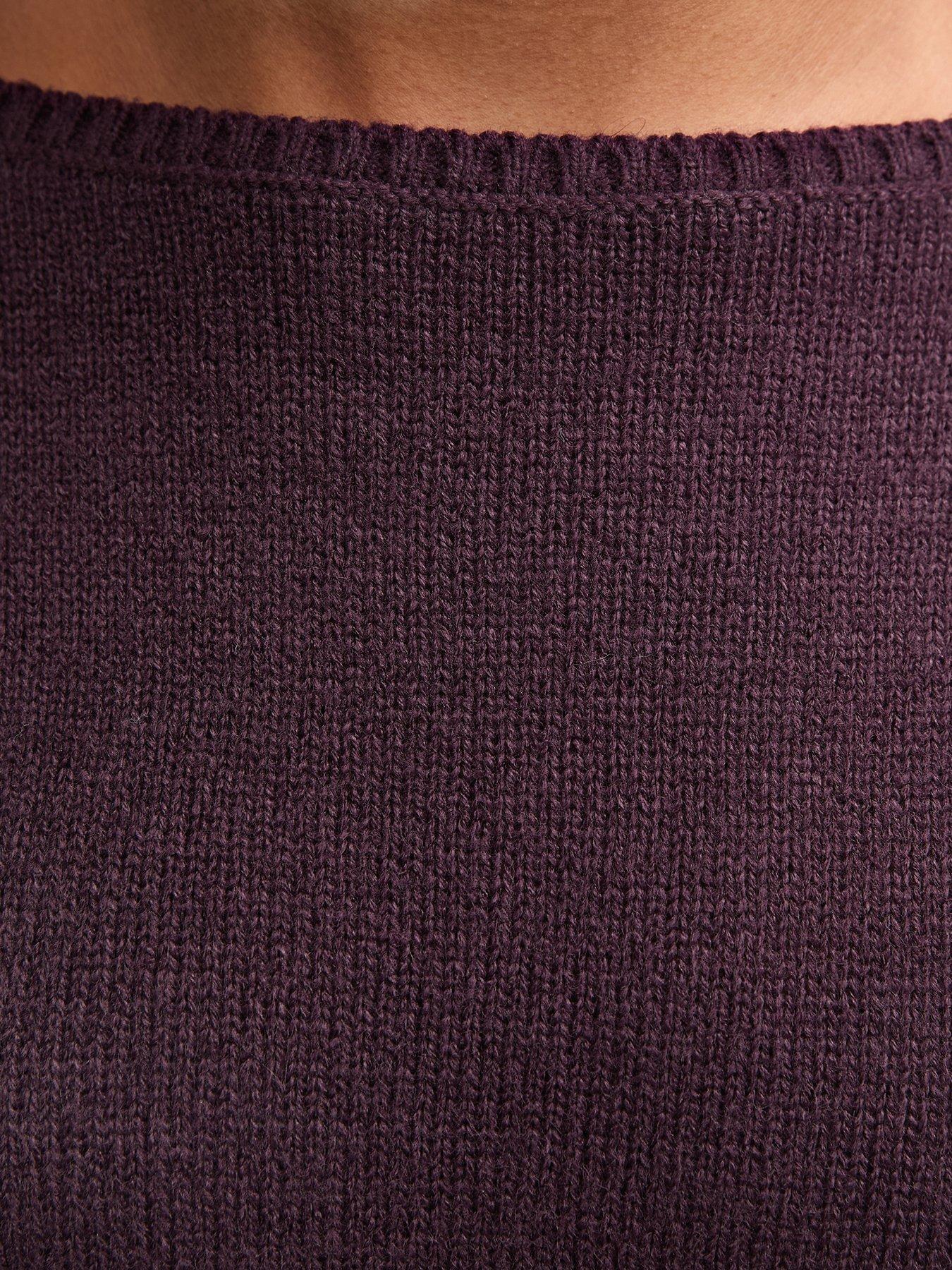 Image 5 of 5 of New Look 915 Girls Dark Purple Knitted Slash Neck Jumper