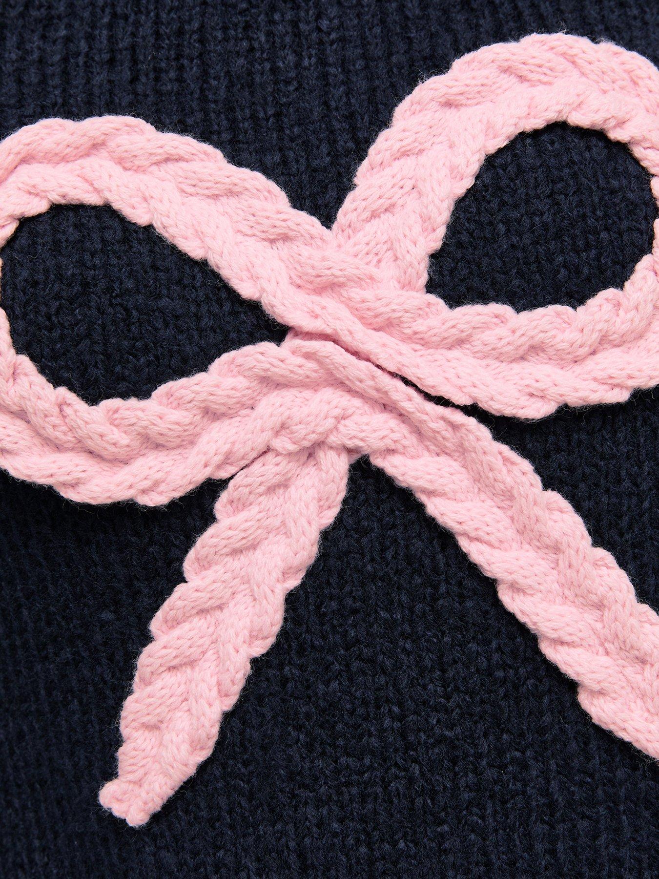 Image 6 of 6 of New Look 915 Girls Plaited Bow Knitted Jumper - Navy