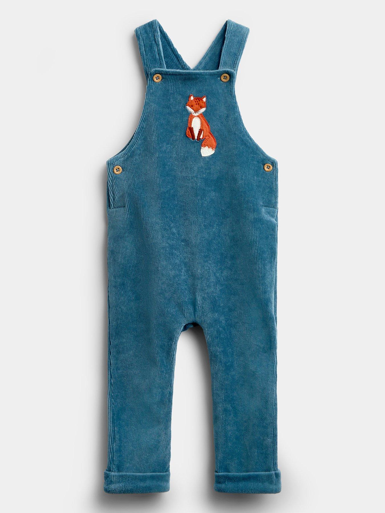 Image 3 of 6 of JoJo Maman Bebe Baby Boys Fox Dungaree Set - Blue