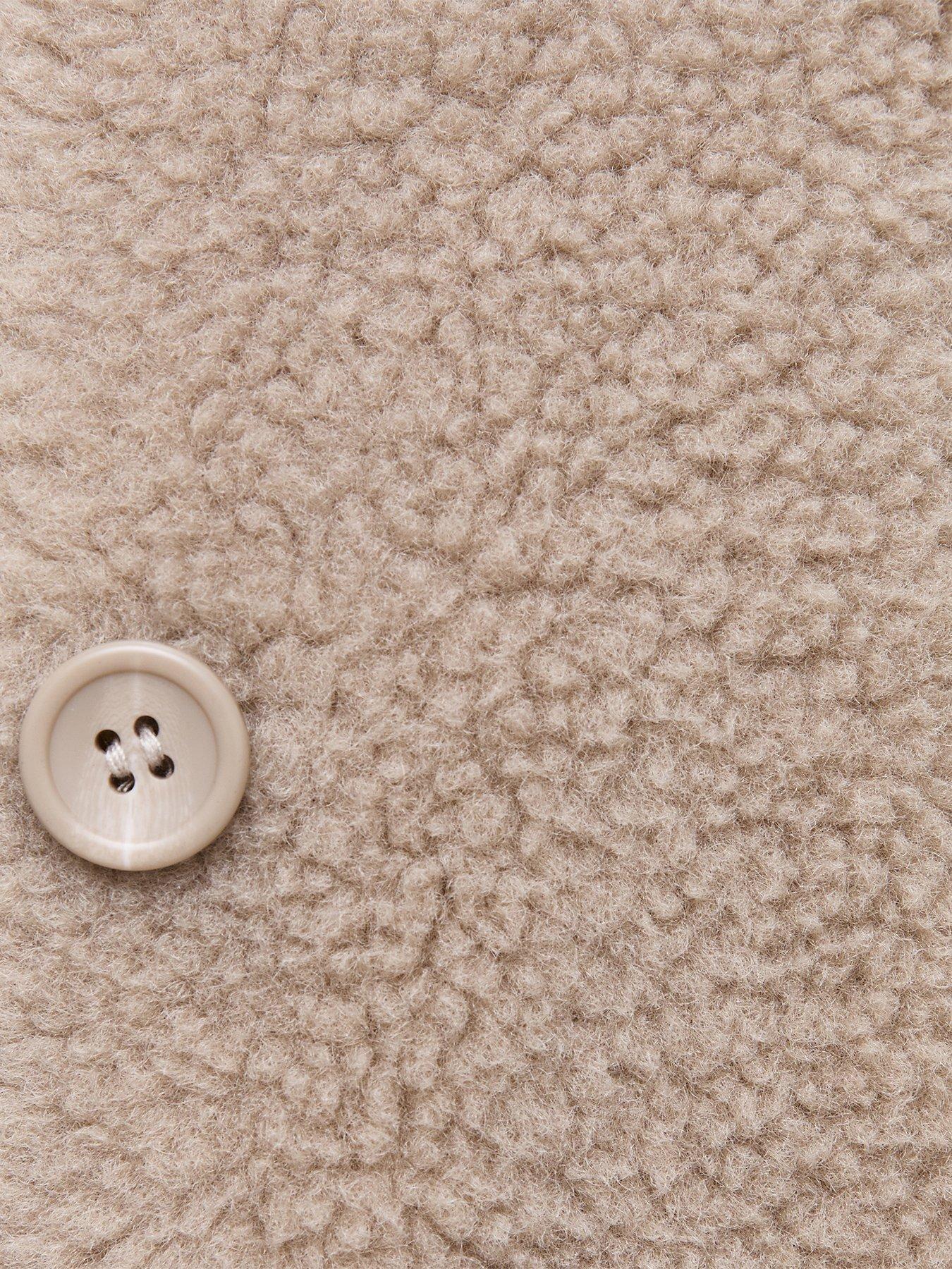 Image 5 of 5 of New Look Womens Boxy Borg Button Through Jacket - Brown